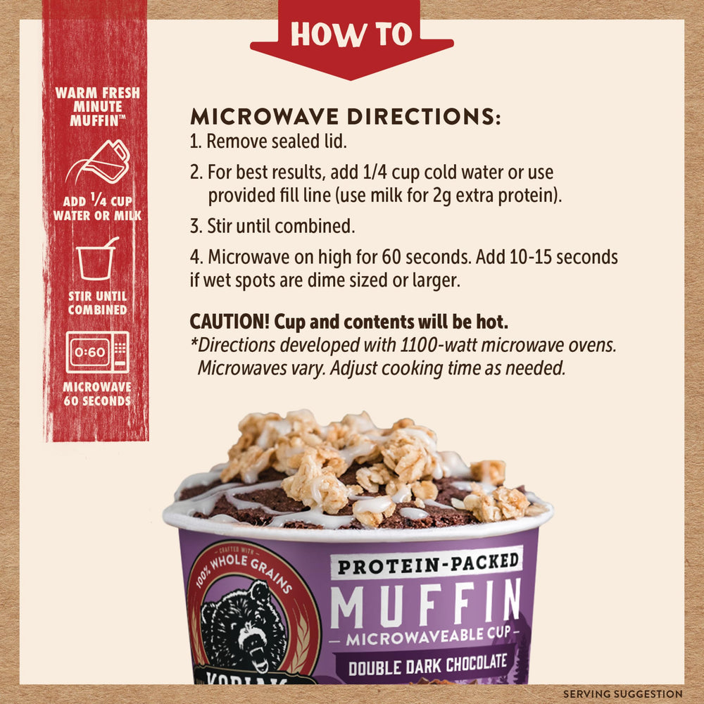 Kodiak Cakes pack beside hand to show single-serving 2.36 oz size convenience