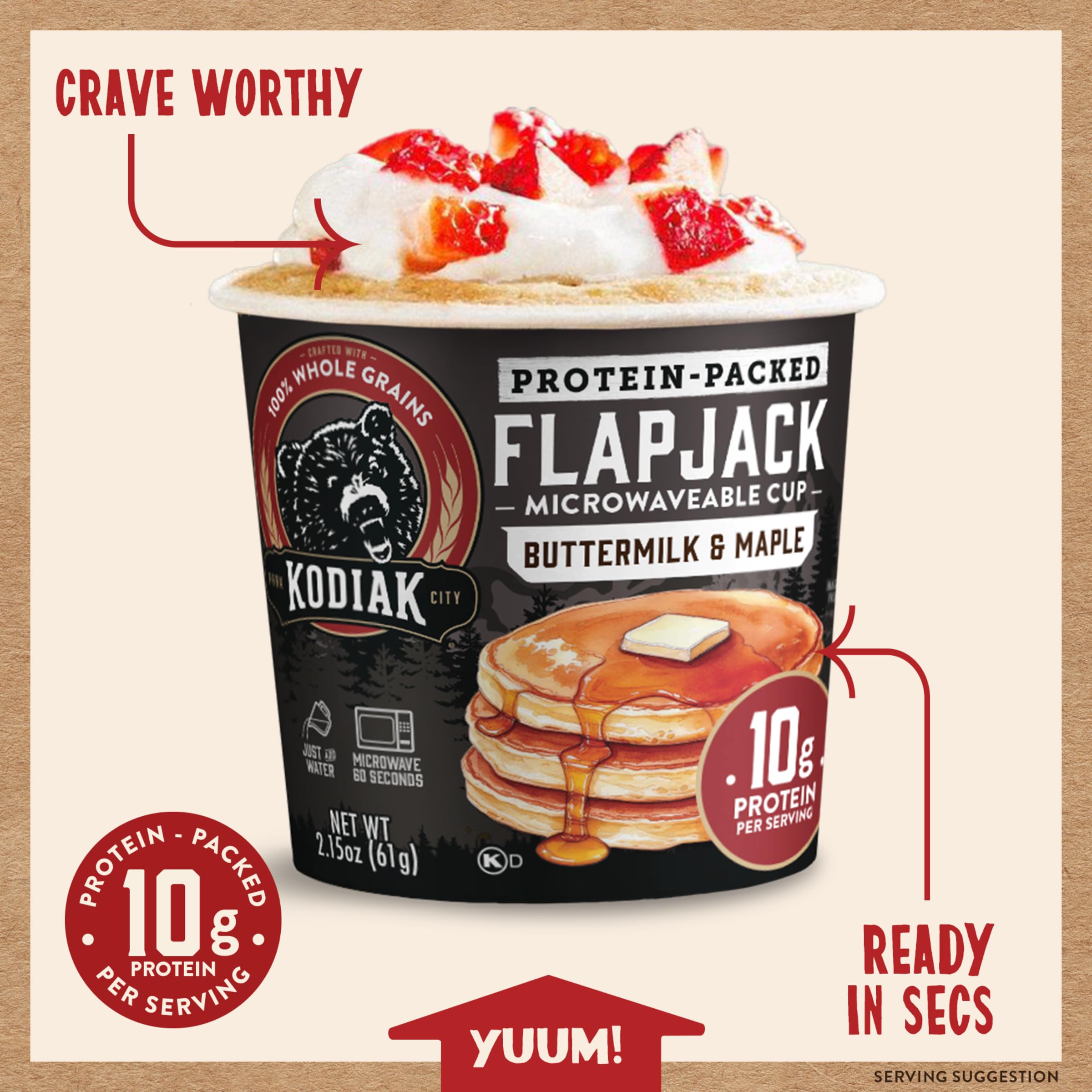 Kodiak Cakes pack of twelve cups illustrating pantry-ready portioning benefit