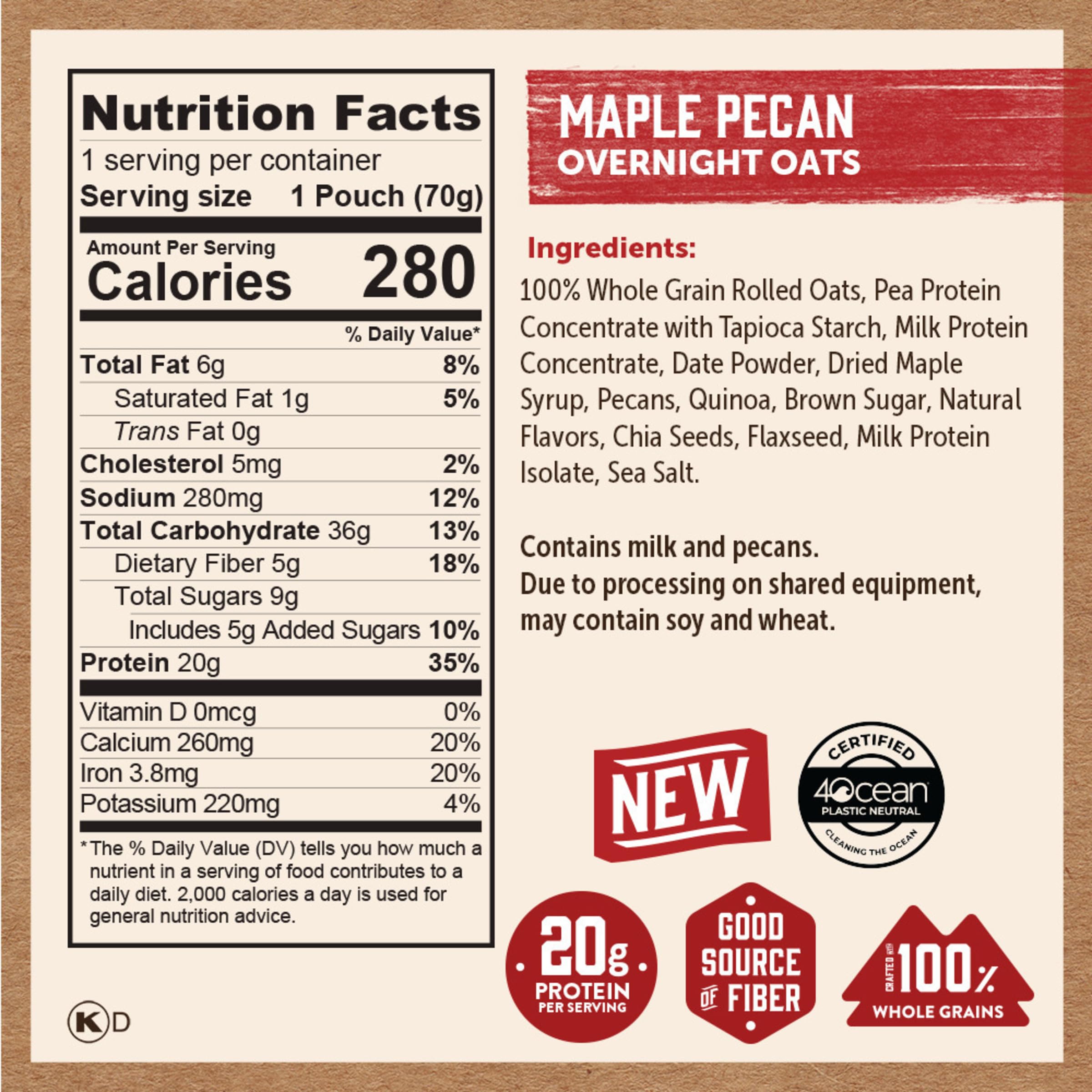 Closeup of Kodiak Cakes oats texture showing chia, flax, and quinoa for hearty bite