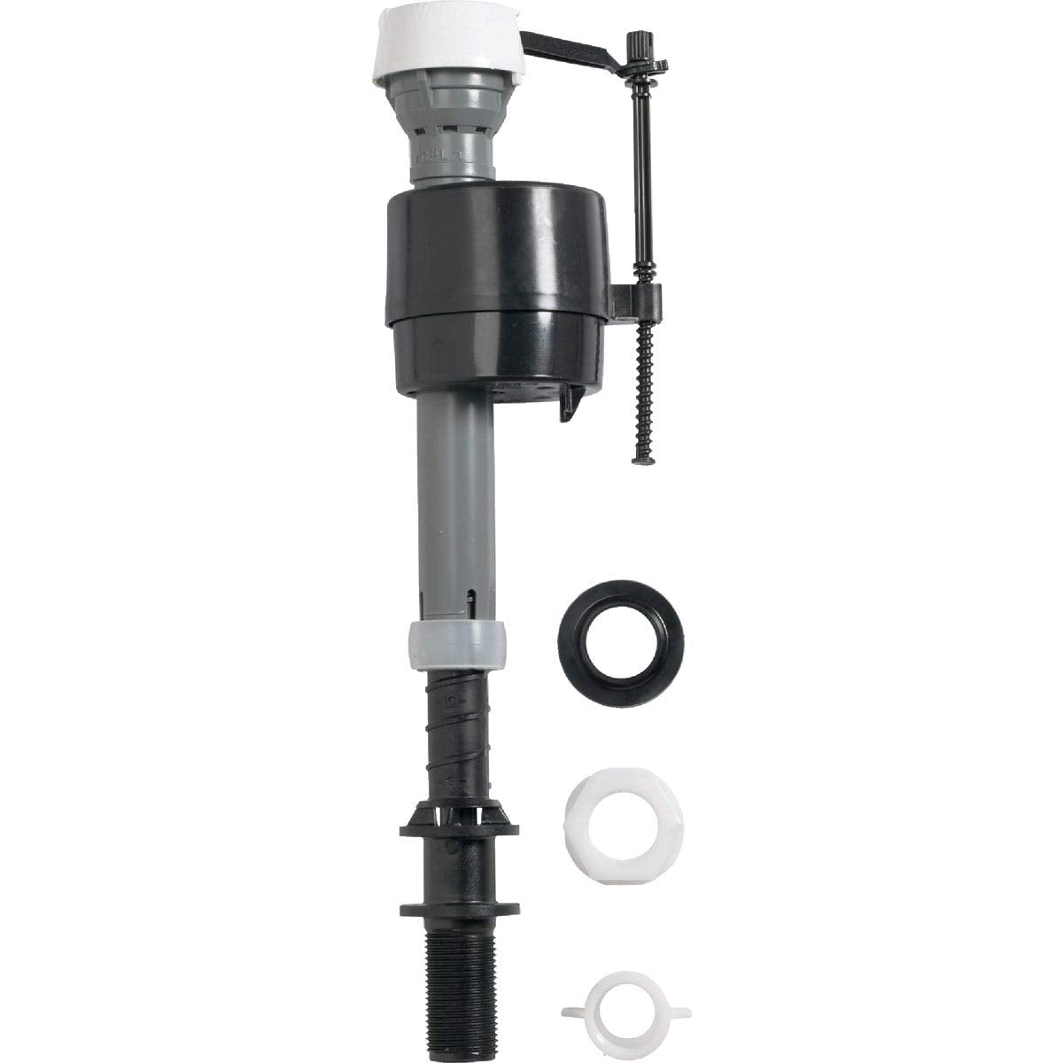 Kohler fill valve front view showing install-ready design and quiet refill benefit