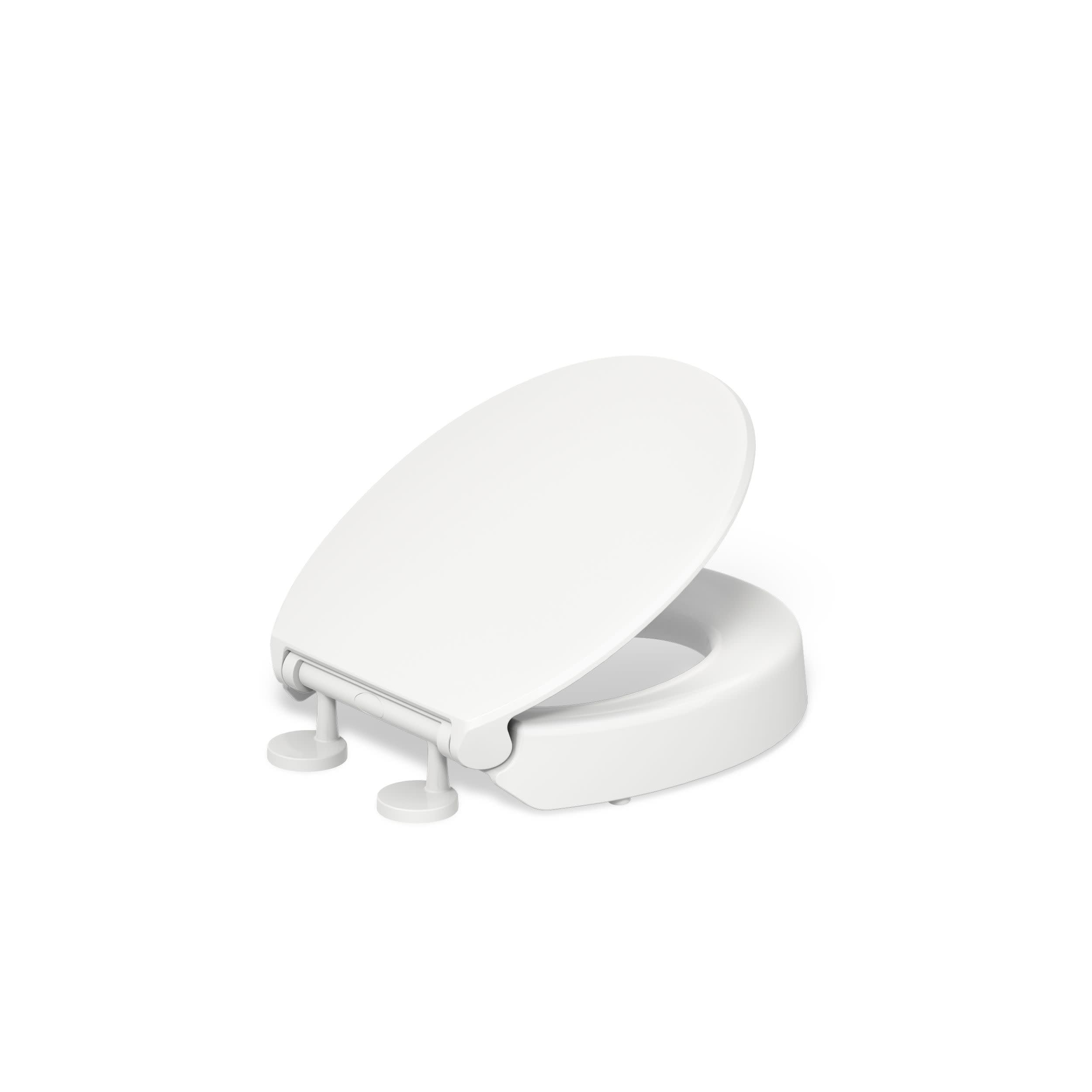 KOHLER Hyten front profile in white showing raised seat for improved comfort