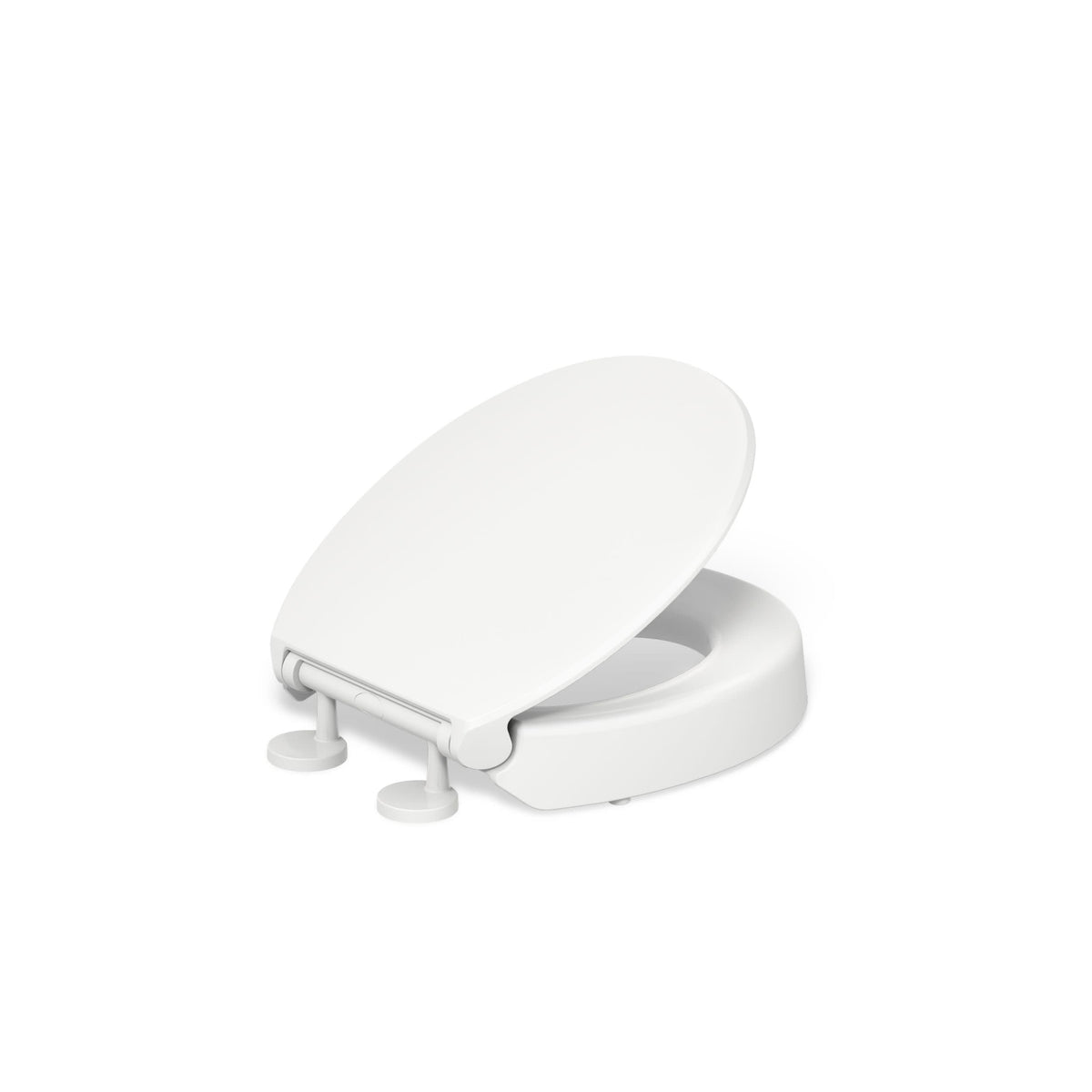 KOHLER Hyten front profile in white showing raised seat for improved comfort