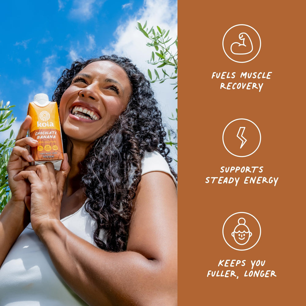 Koia ingredient label close-up showing plant-based and allergen claims