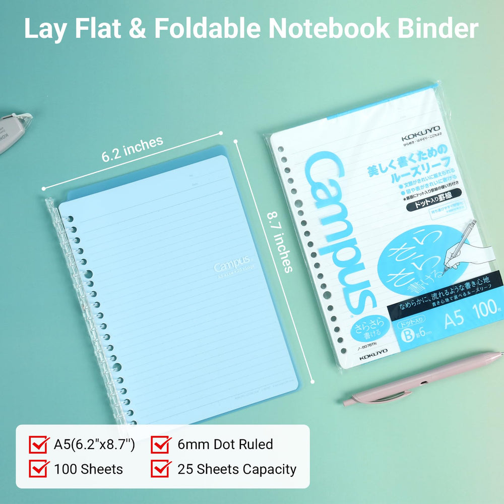 KOKUYO close-up of frosted polypropylene cover protecting pages and tabs