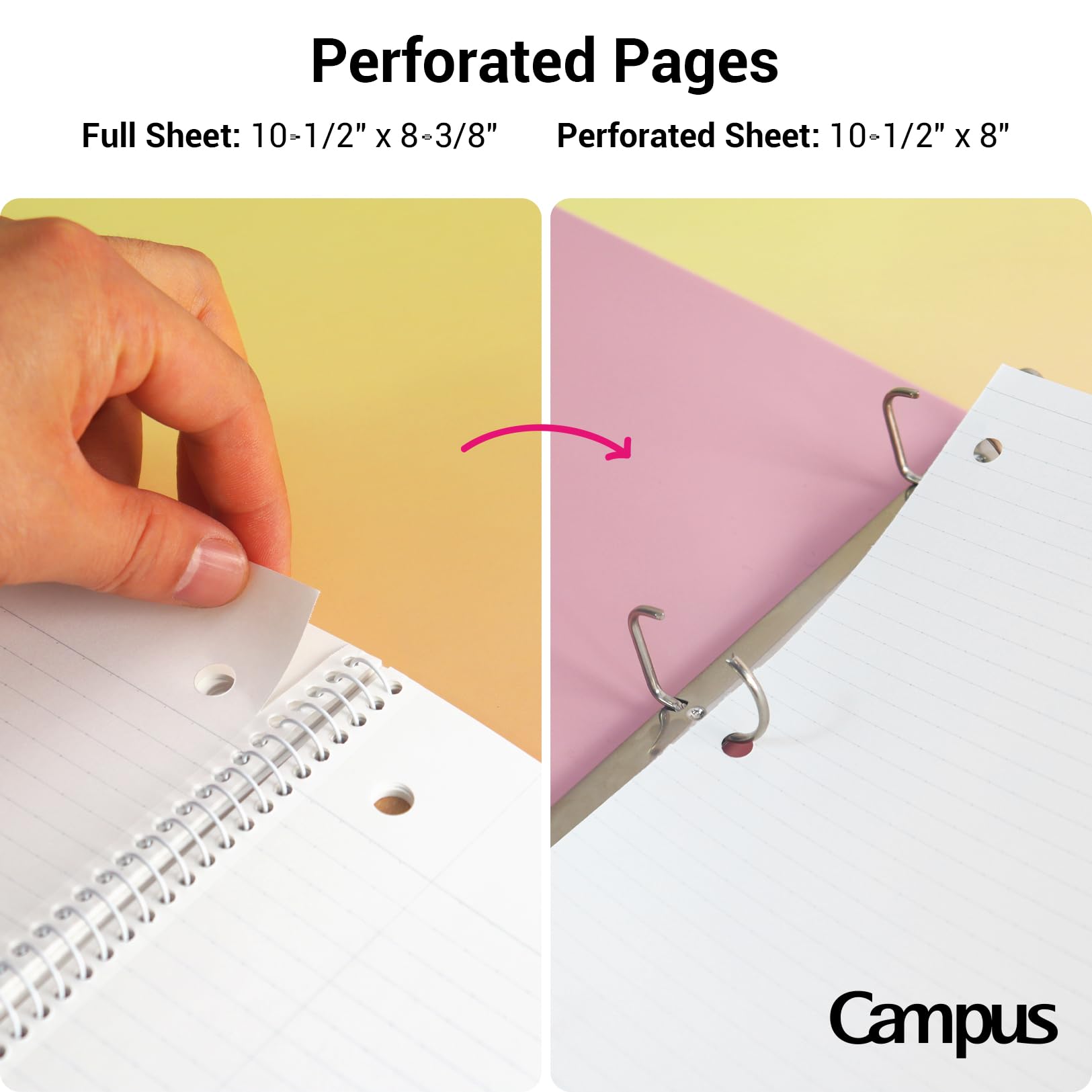 KOKUYO spiral binding edge view demonstrating durable, flat writing benefit
