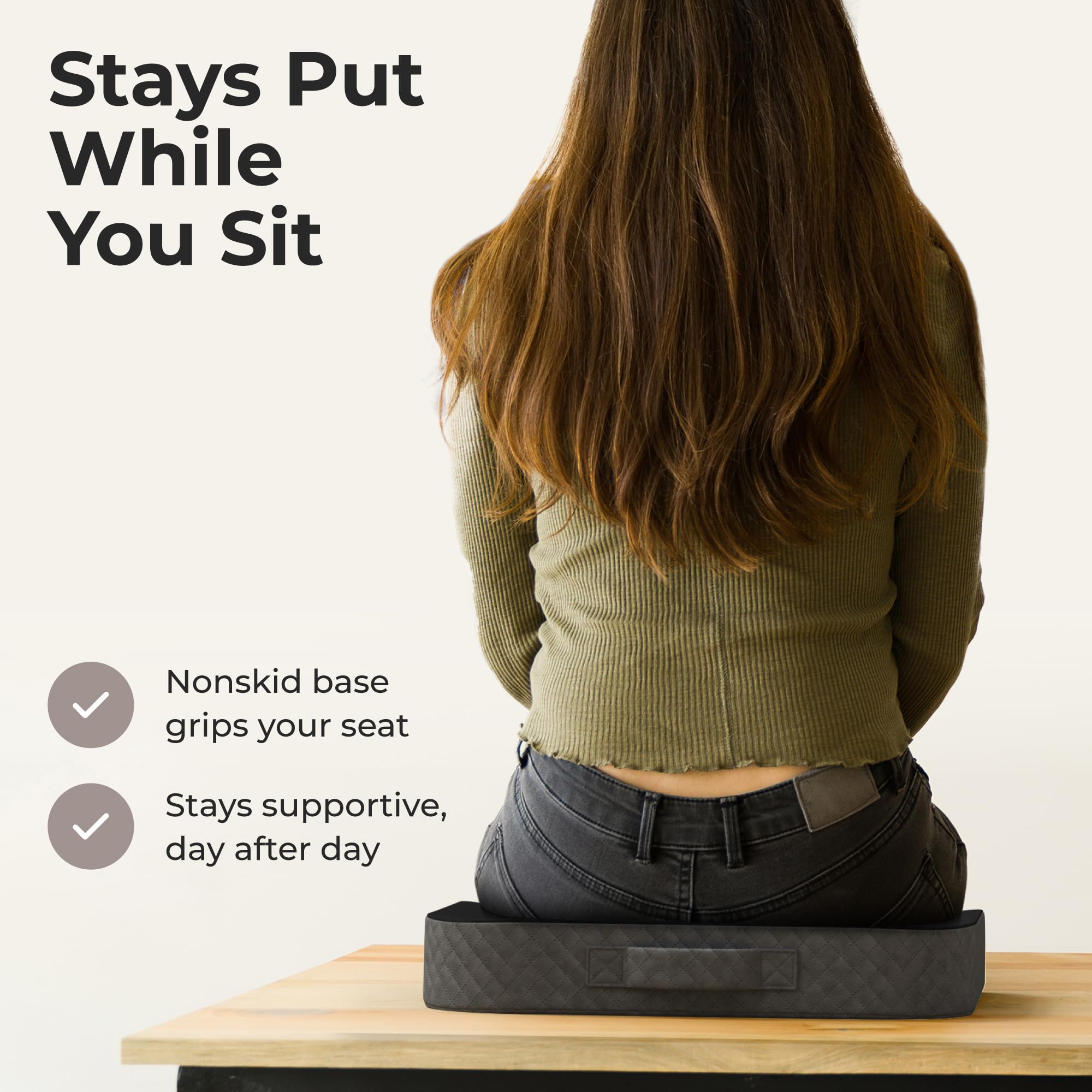 Kölbs on office chair demonstrating support and ergonomic upgrade