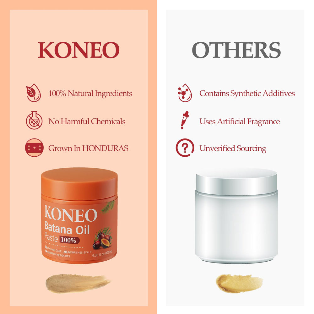 KONEO applying Batana cream to hair ends for improved strength