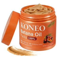 KONEO front jar of Batana oil paste showing label and packaging benefit