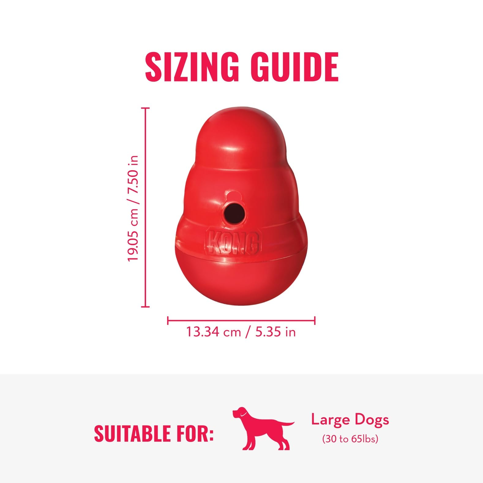 KONG Wobbler unscrewed to fill with kibble for convenience benefit
