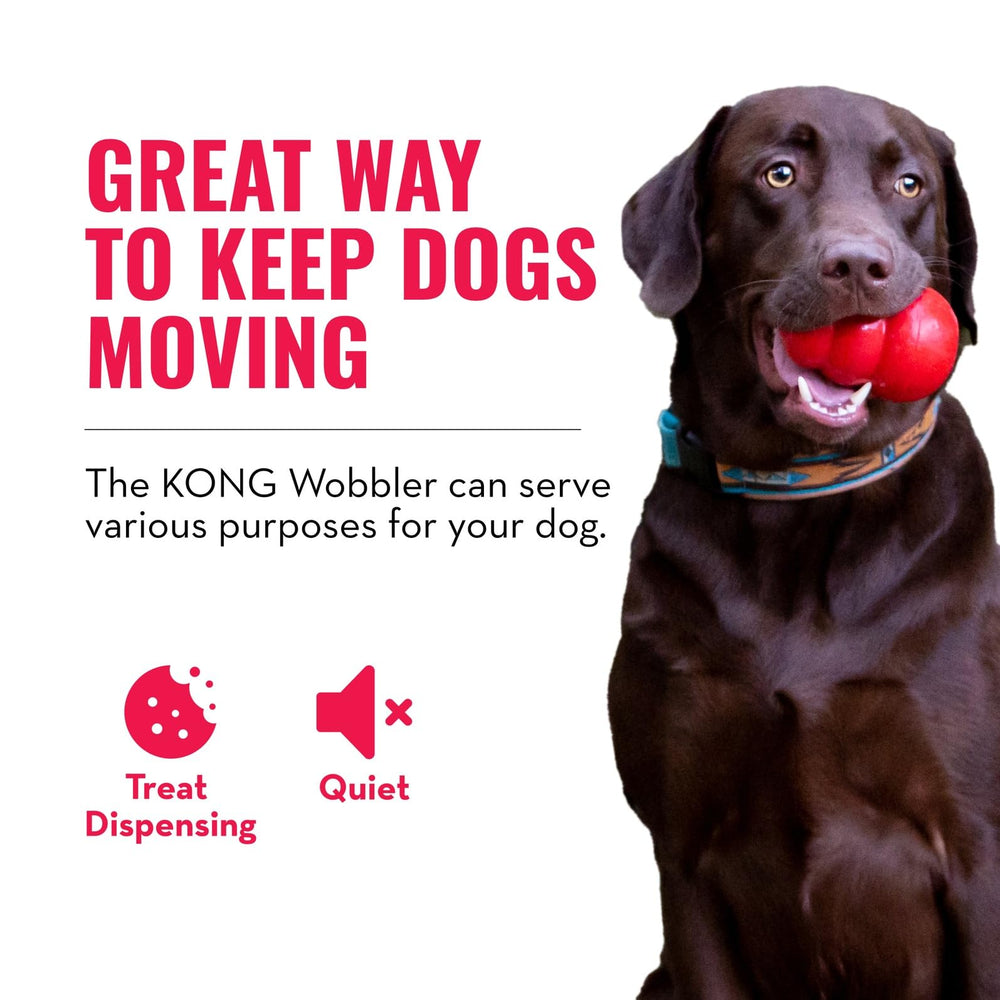 KONG Wobbler dispensing kibble close-up encouraging slower eating benefit