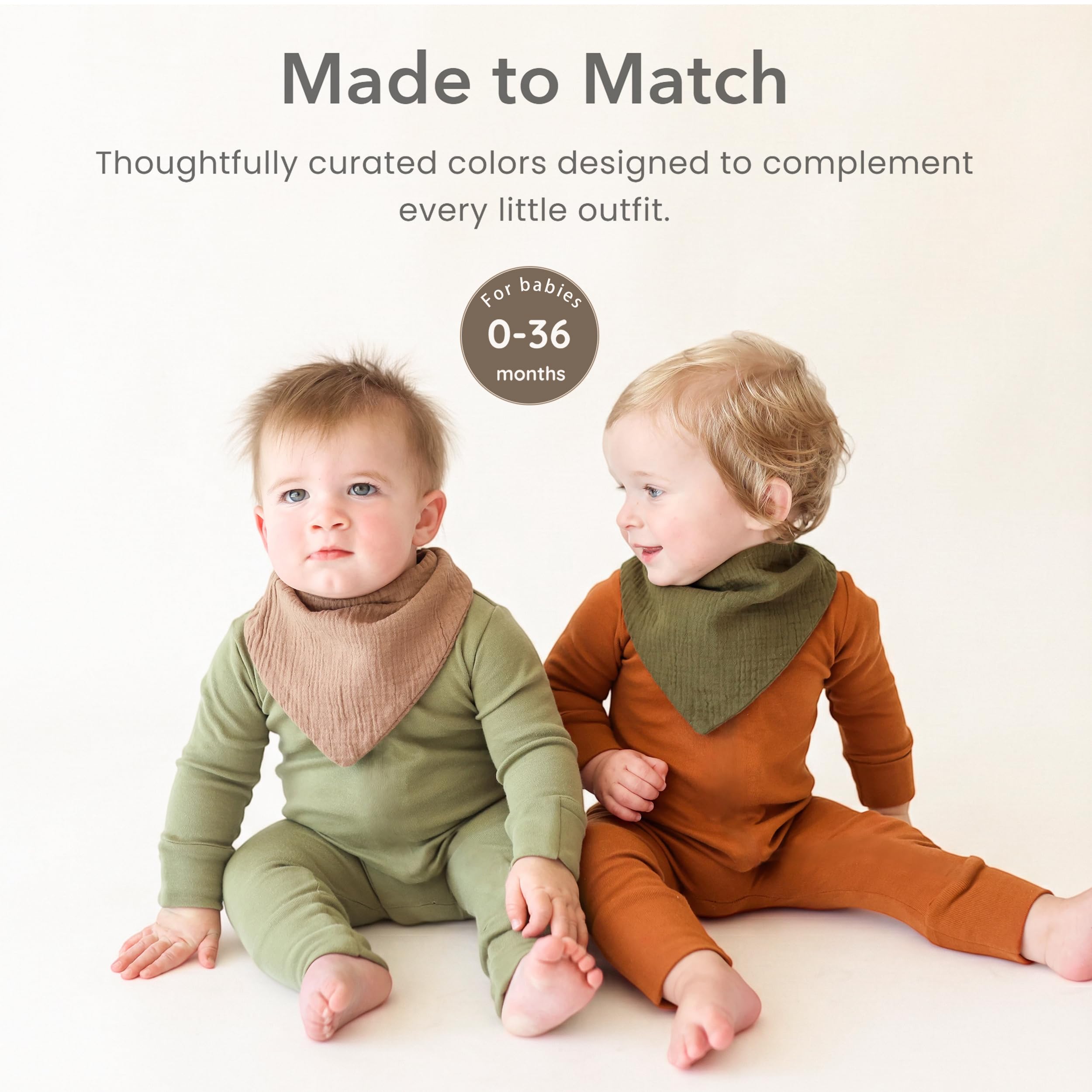 Konssy bibs on infant model demonstrating comfortable coverage benefit