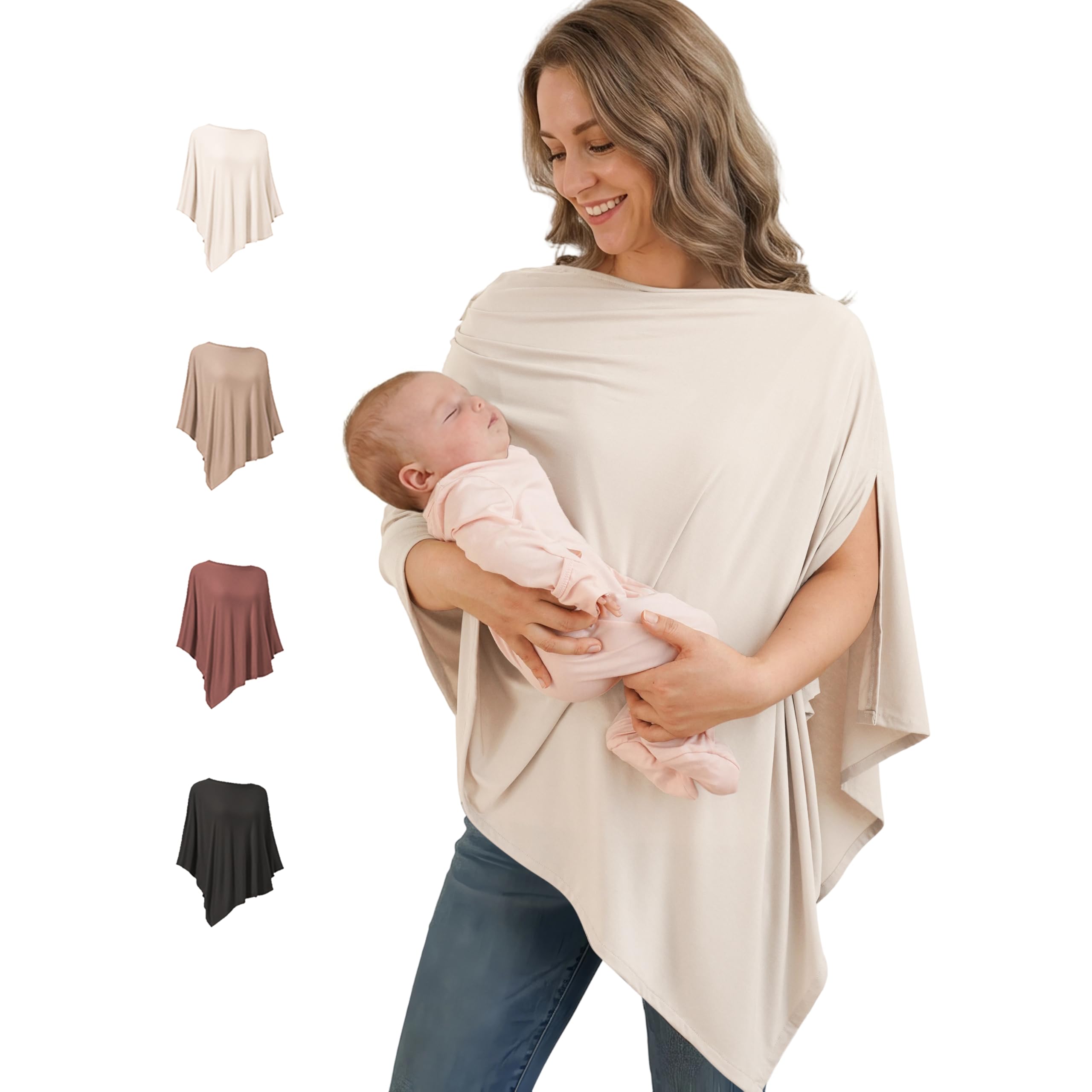 konssy front view packaging showing stylish nursing cover and benefit of discretion