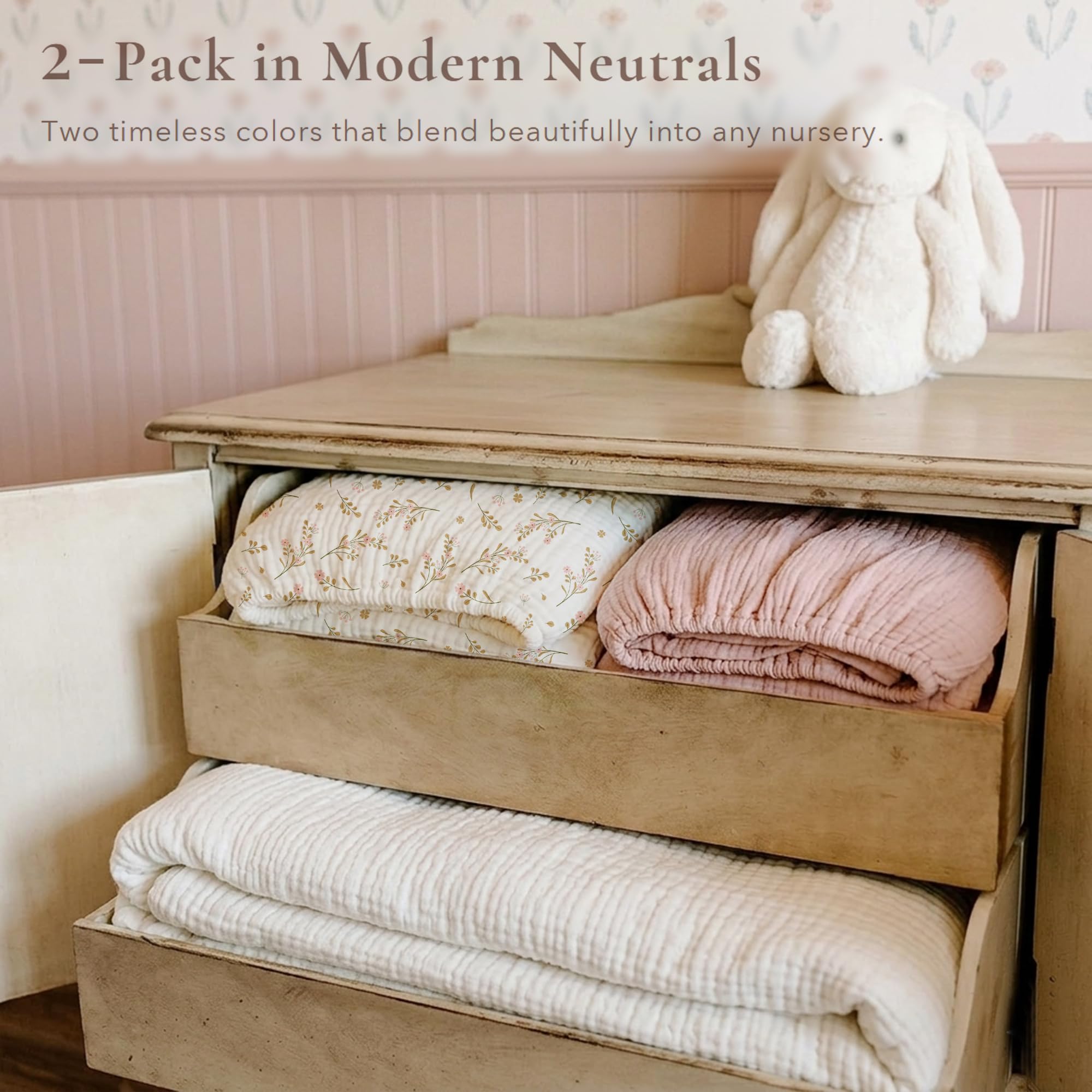 Konssy crib sheets in a styled nursery showing cozy look and usability benefit