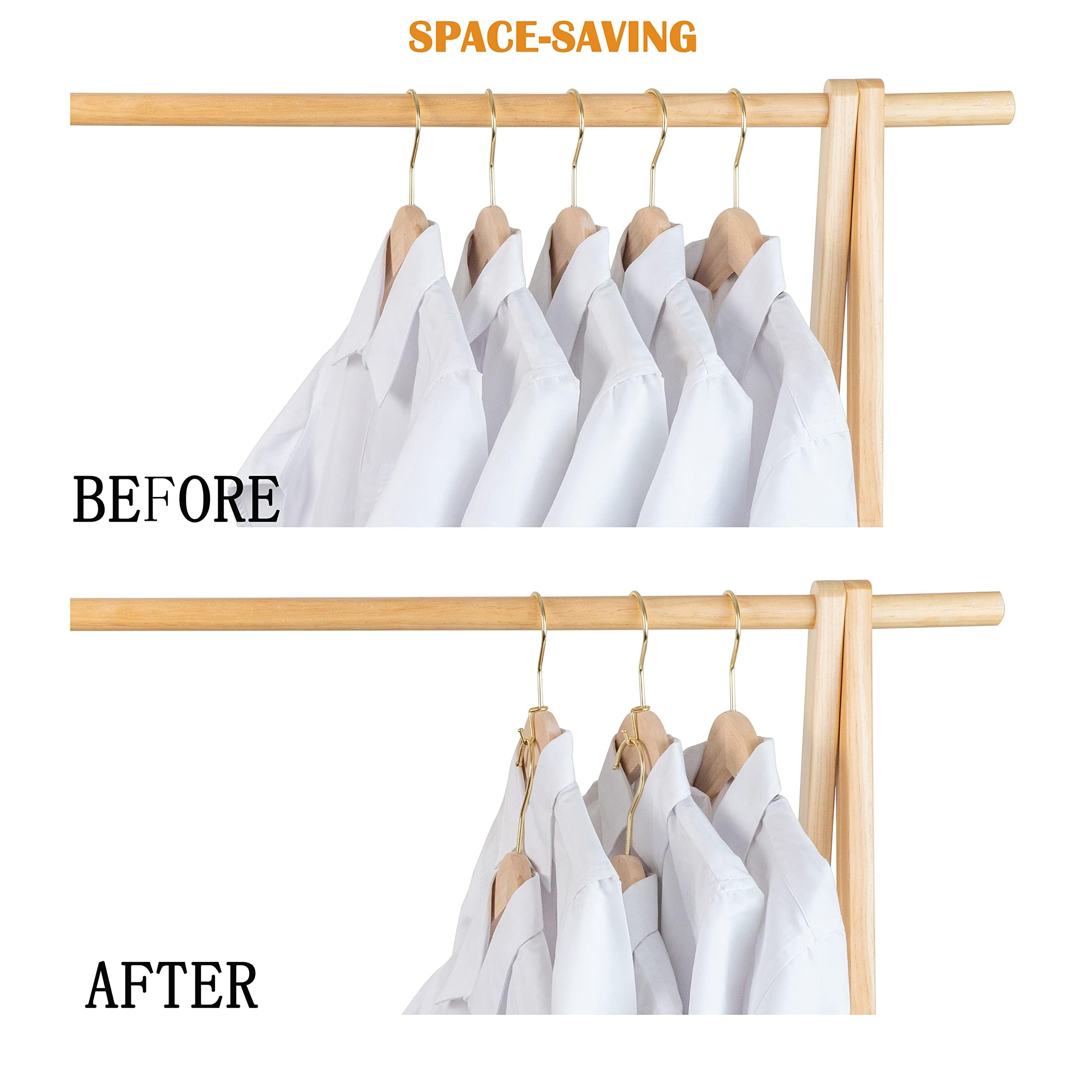 Koobay cascading tiers in closet showing space-saving benefit