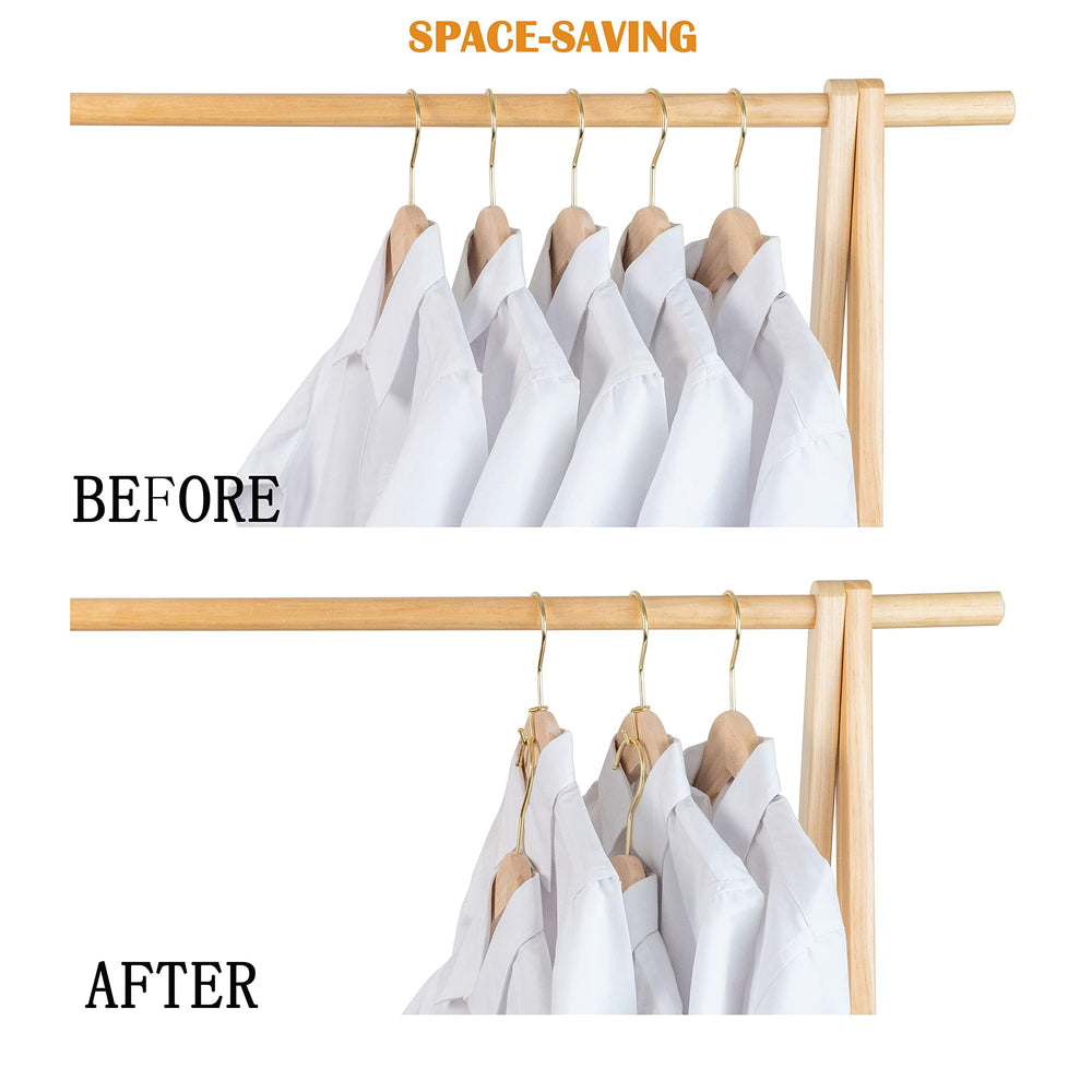 Koobay cascading tiers in closet showing space-saving benefit