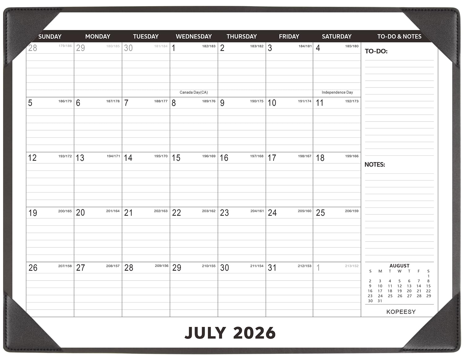 KOPEESY TO-DO and NOTES column example for task tracking and meeting prep