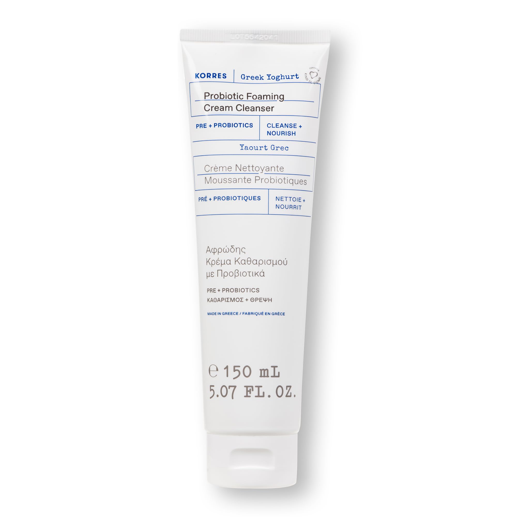 KORRES bottle front packaging showing product and hydration benefit