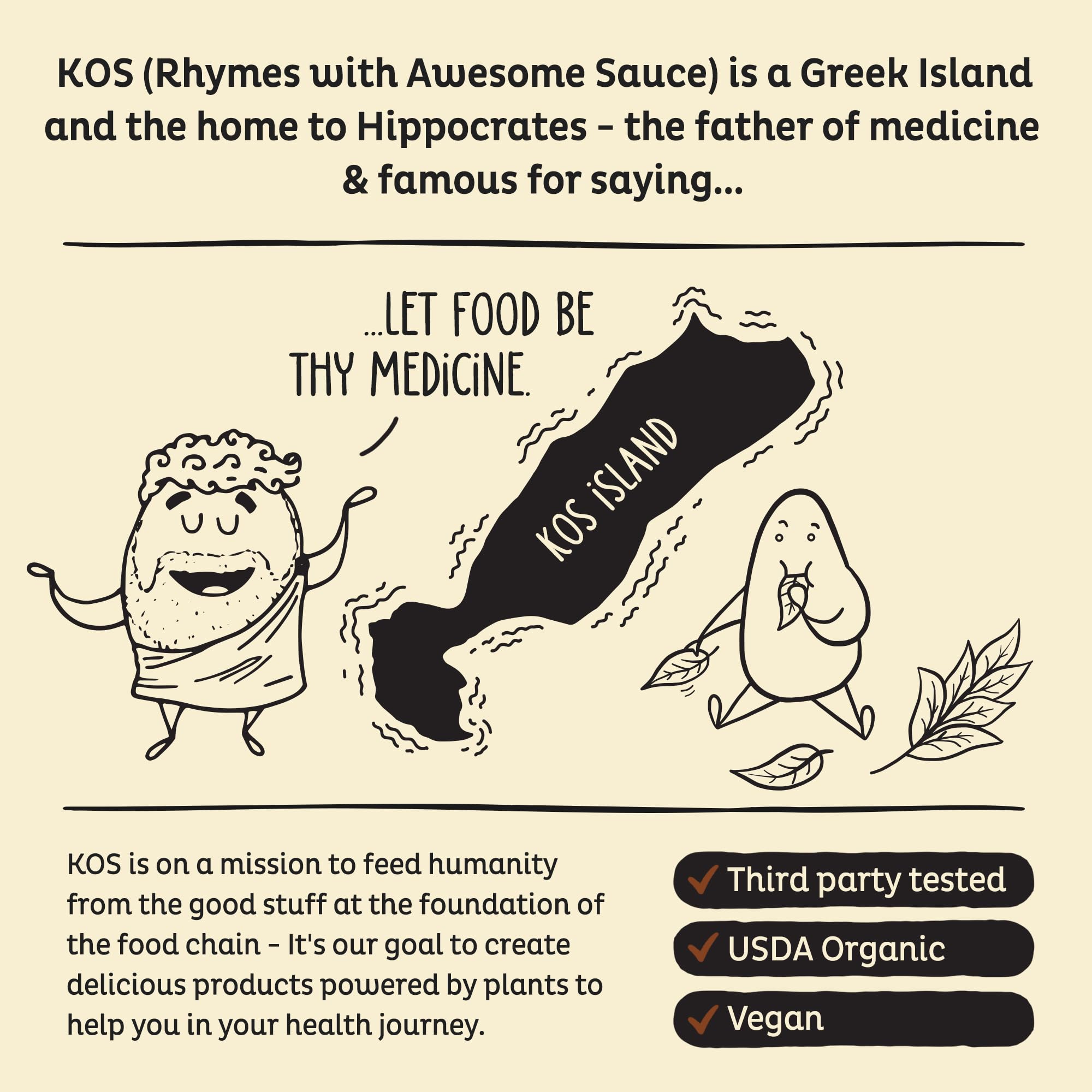 KOS ingredients flatlay with organic vanilla and coconut emphasizing clean sourcing