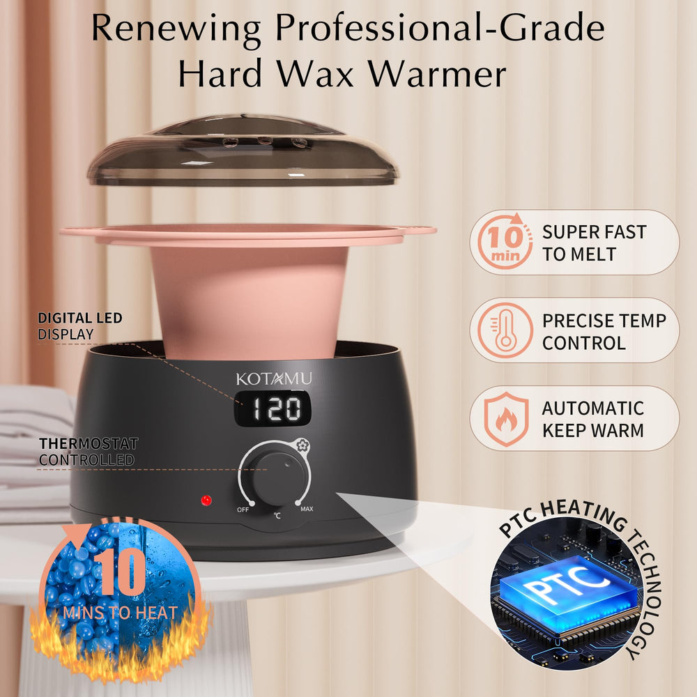 KOTAMU digital wax pot display indicating precise temperature control benefit