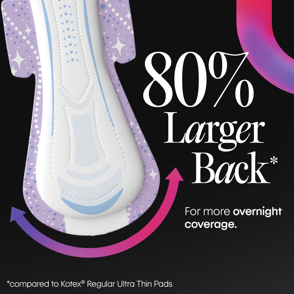 Kotex individually wrapped pad held for easy, hygienic on-the-go use