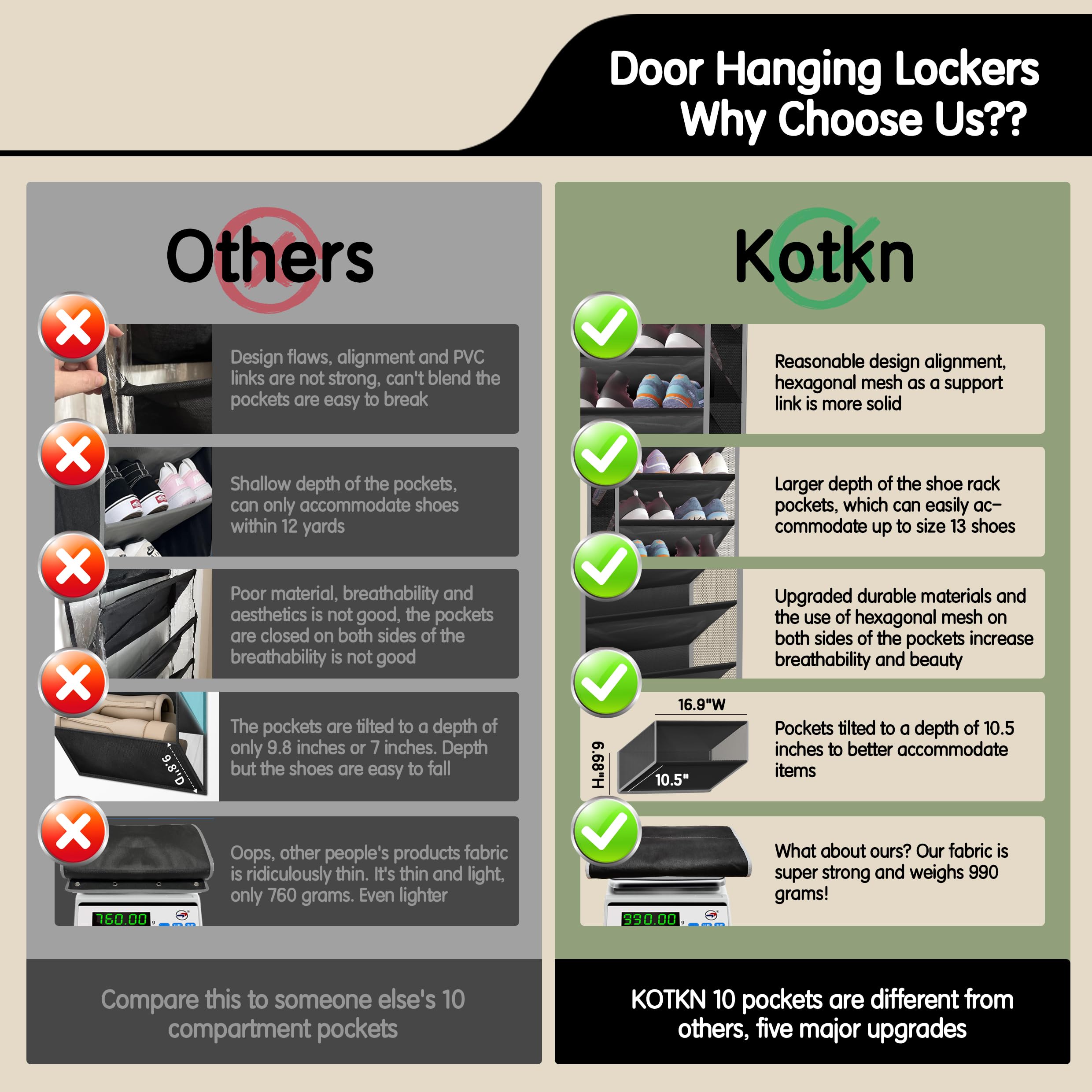 Kotkn organizer filled with boots and sneakers illustrating high-capacity storage