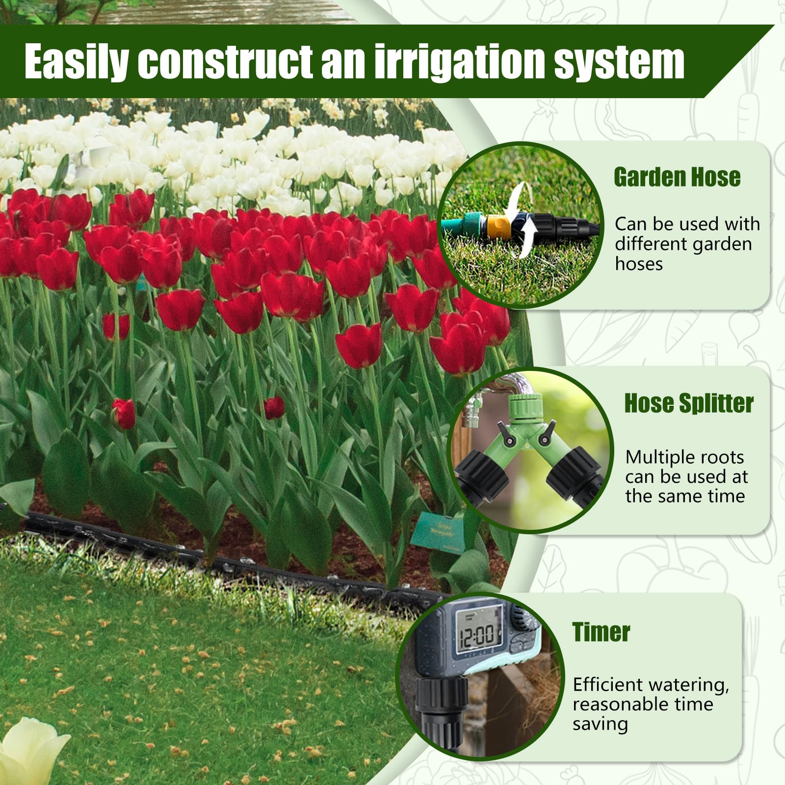 koulate soaker hose laid on a garden bed providing consistent root-zone watering