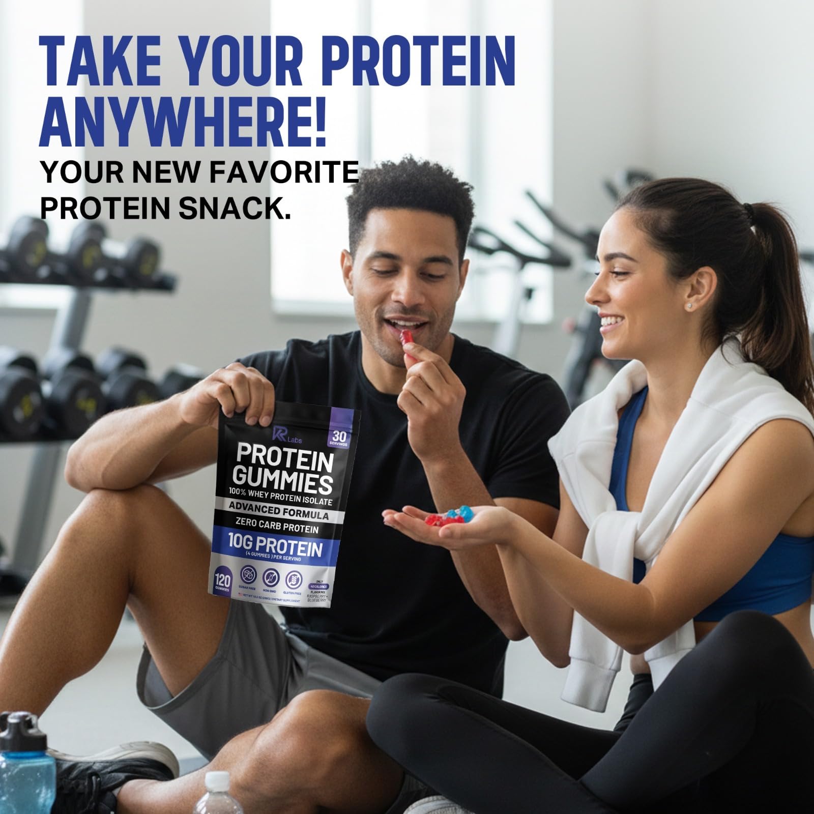 KR Labs gummies beside a credit card showing compact size and travel-friendly benefit