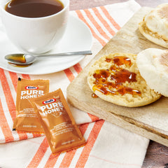 close-up of Kraft honey packet texture and sealed edge for freshness benefit