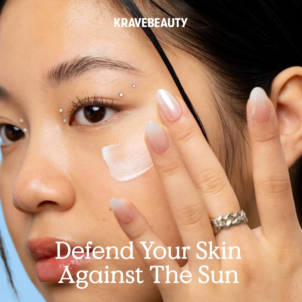 KraveBeauty applied under makeup on model showing smooth, non-pilling base