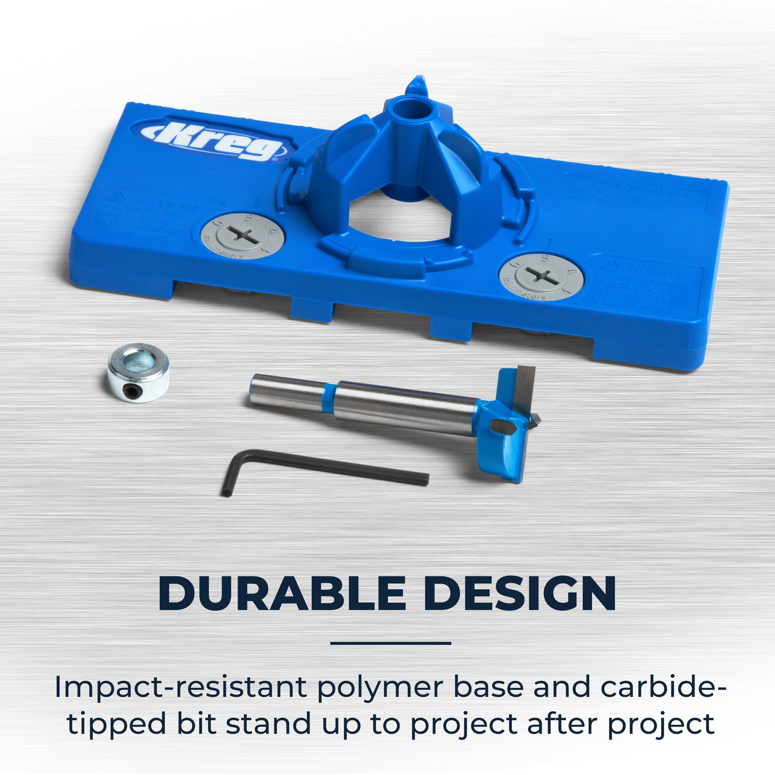 Kreg hinge jig size scale comparison showing compact footprint and portability