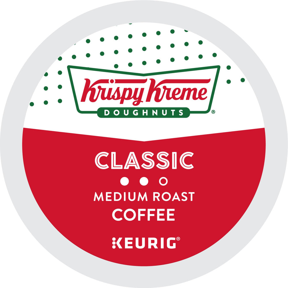 Open 32-count Krispy Kreme box displaying organized pods for supply benefit