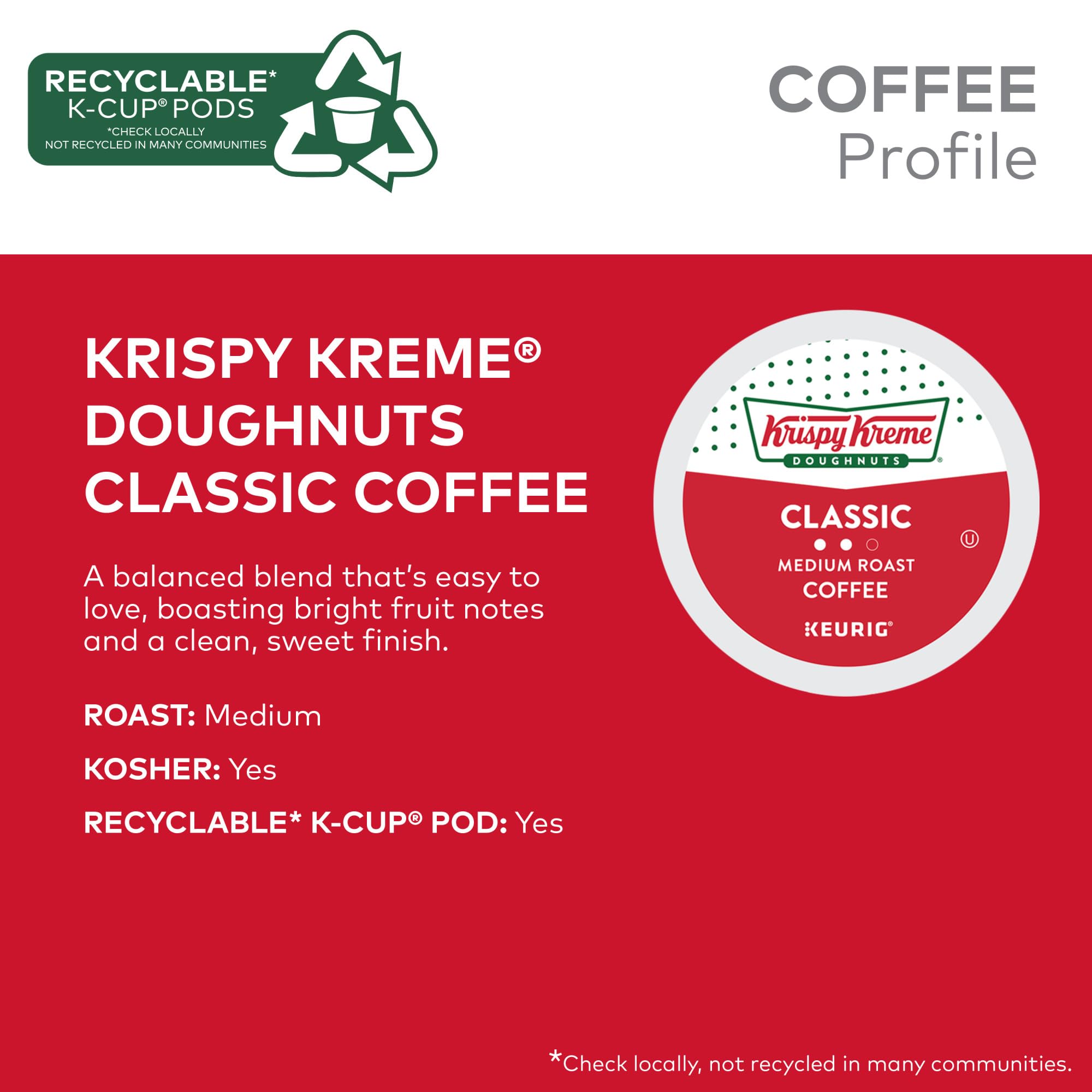 Krispy Kreme pod side label detail showing roast and certification benefits