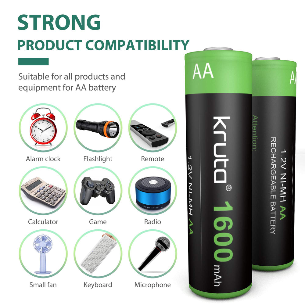 Kruta AA pack next to ruler for size comparison and quick identification benefit