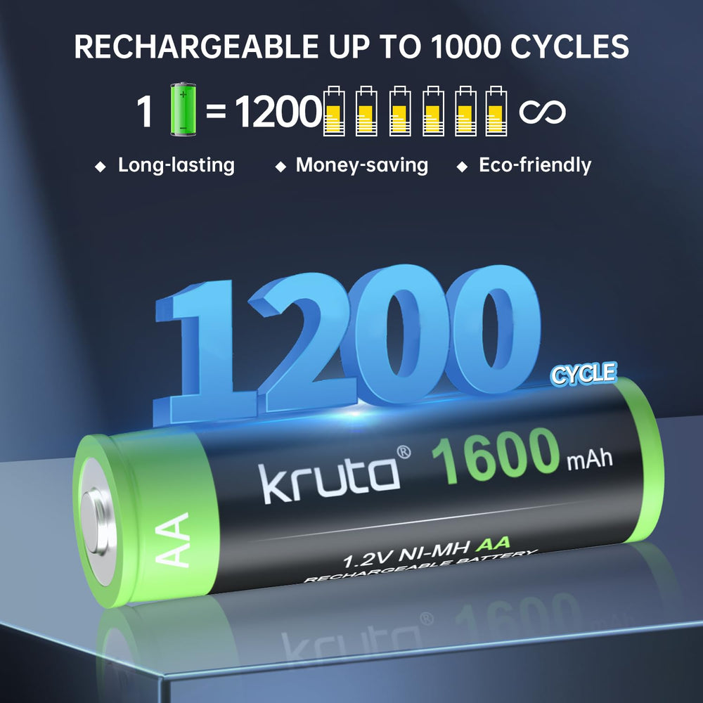 Kruta battery label and specs visible showing 1600mAh capacity and cycle info