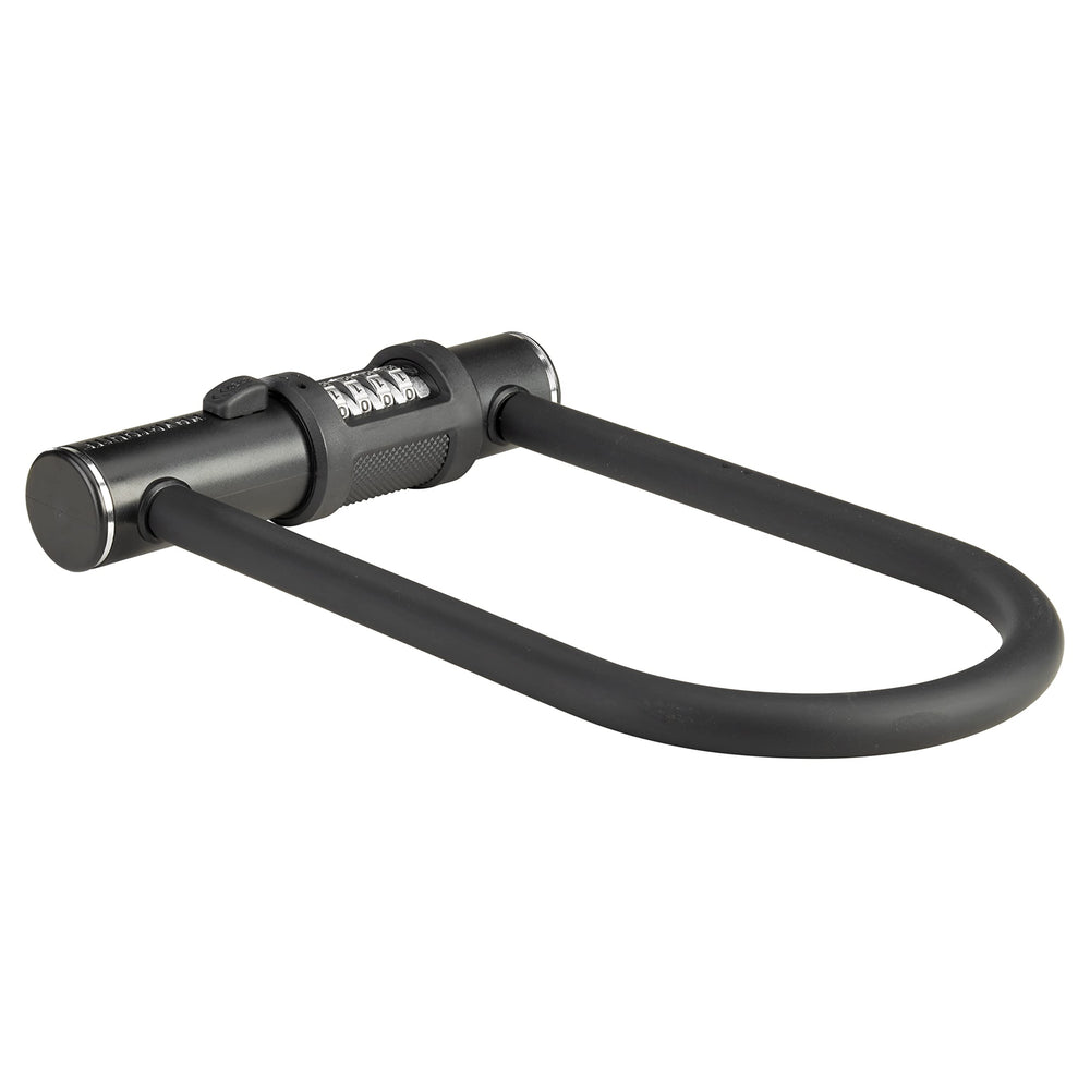 Kryptonite U-lock securing bike to rack demonstrating reliable hold