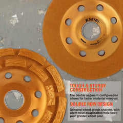 KSEIBI wheel mounted on an angle grinder illustrating easy fit and secure attachment