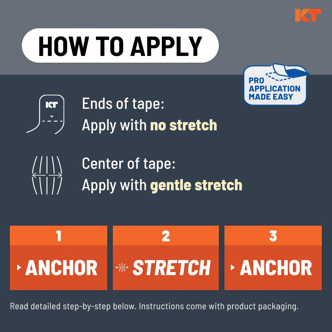 KT Tape Pro held in hand to show 10-inch precut strip size and convenience