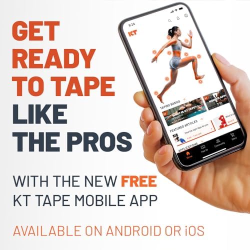 Hand holding KT Tape Pro Wide strip for scale to show generous 4-inch coverage benefit