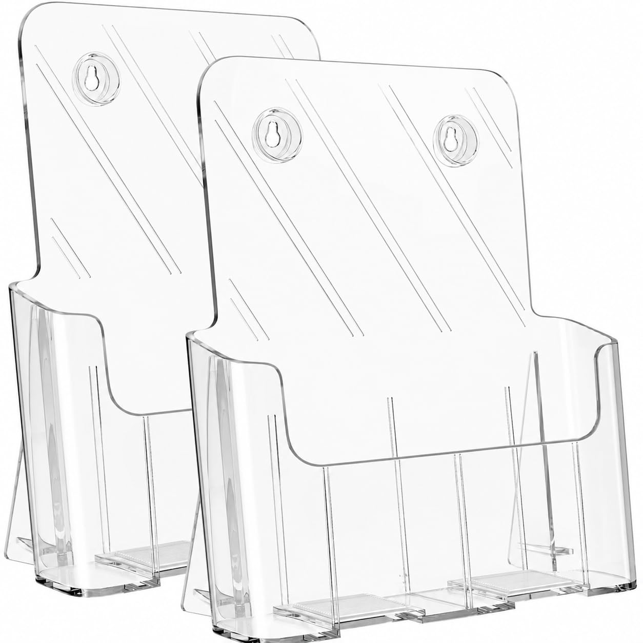 KTRIO front view clear brochure holder showing professional display