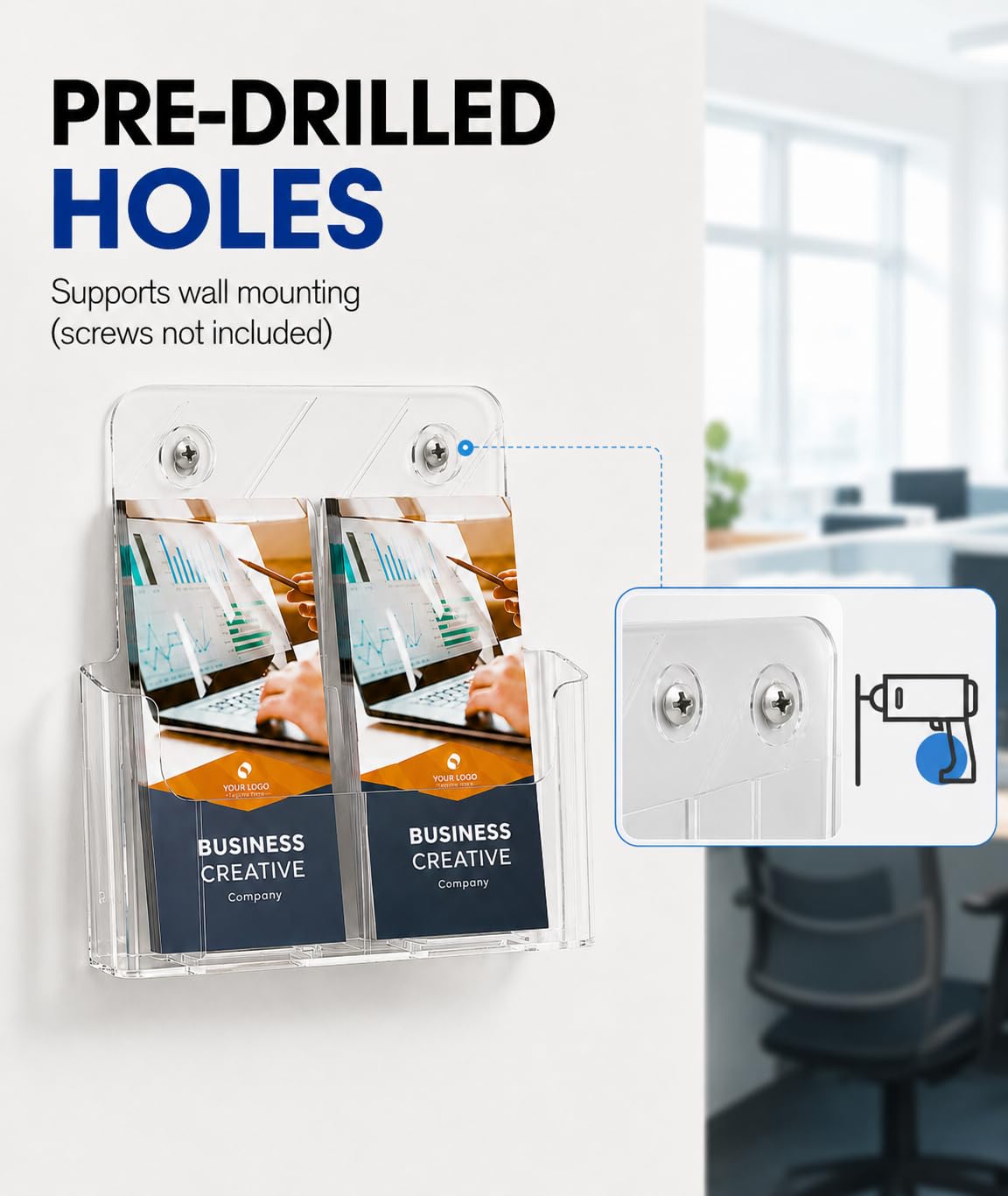 KTRIO wall-mounted holder secured for space-saving visibility