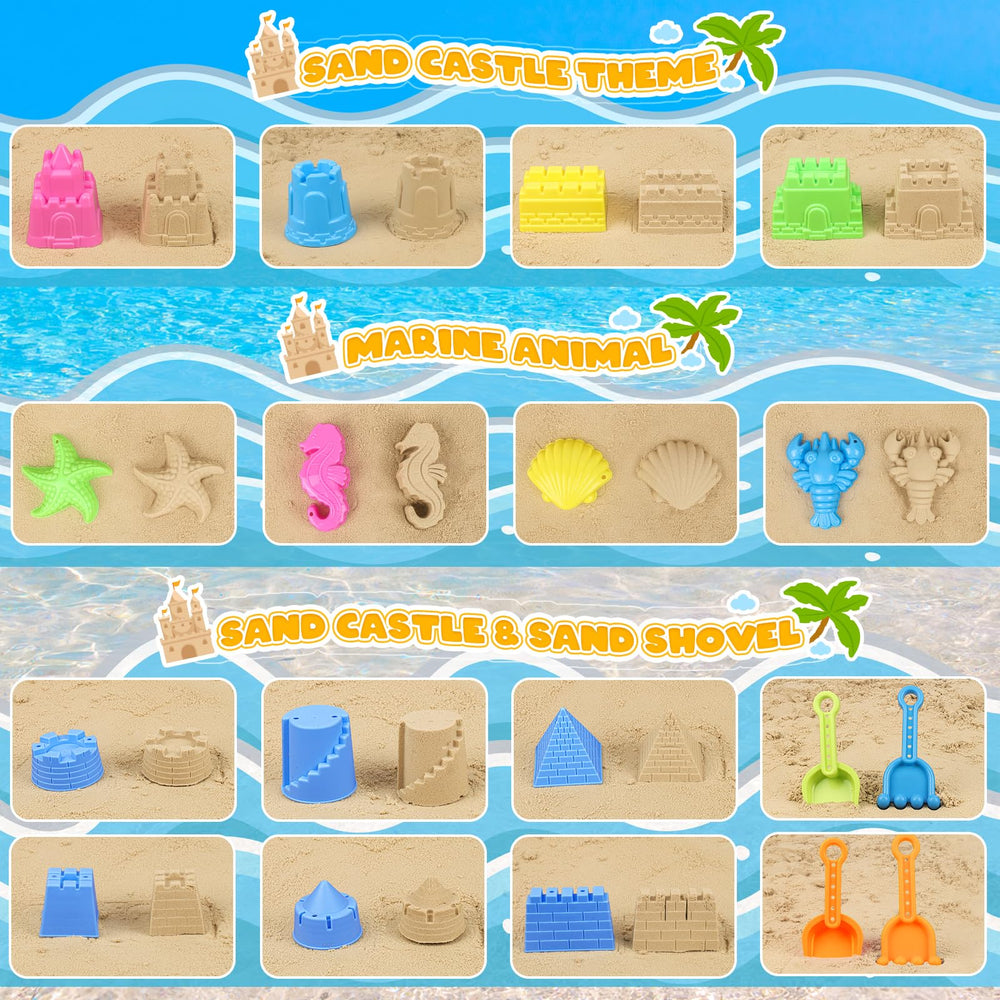 KUBUSFLY shovels, rakes and molds laid out to show all 22 pieces and scale