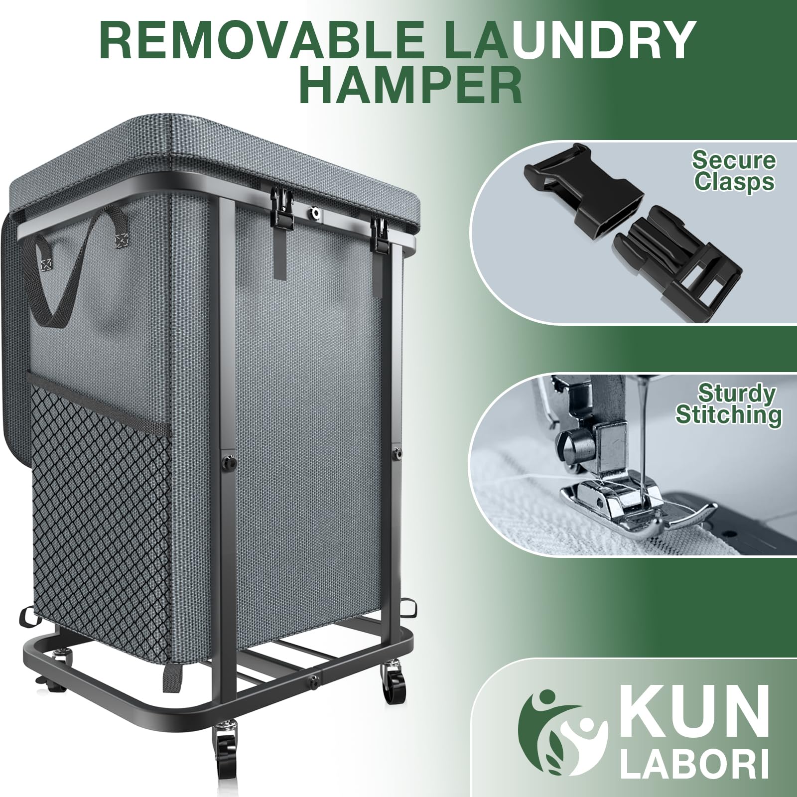 kunlabori lidded hamper in a bedroom setting for tidy, hidden storage