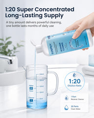 kunphy bottle beside an ultrasonic cleaner showing effective 360° cleaning benefit