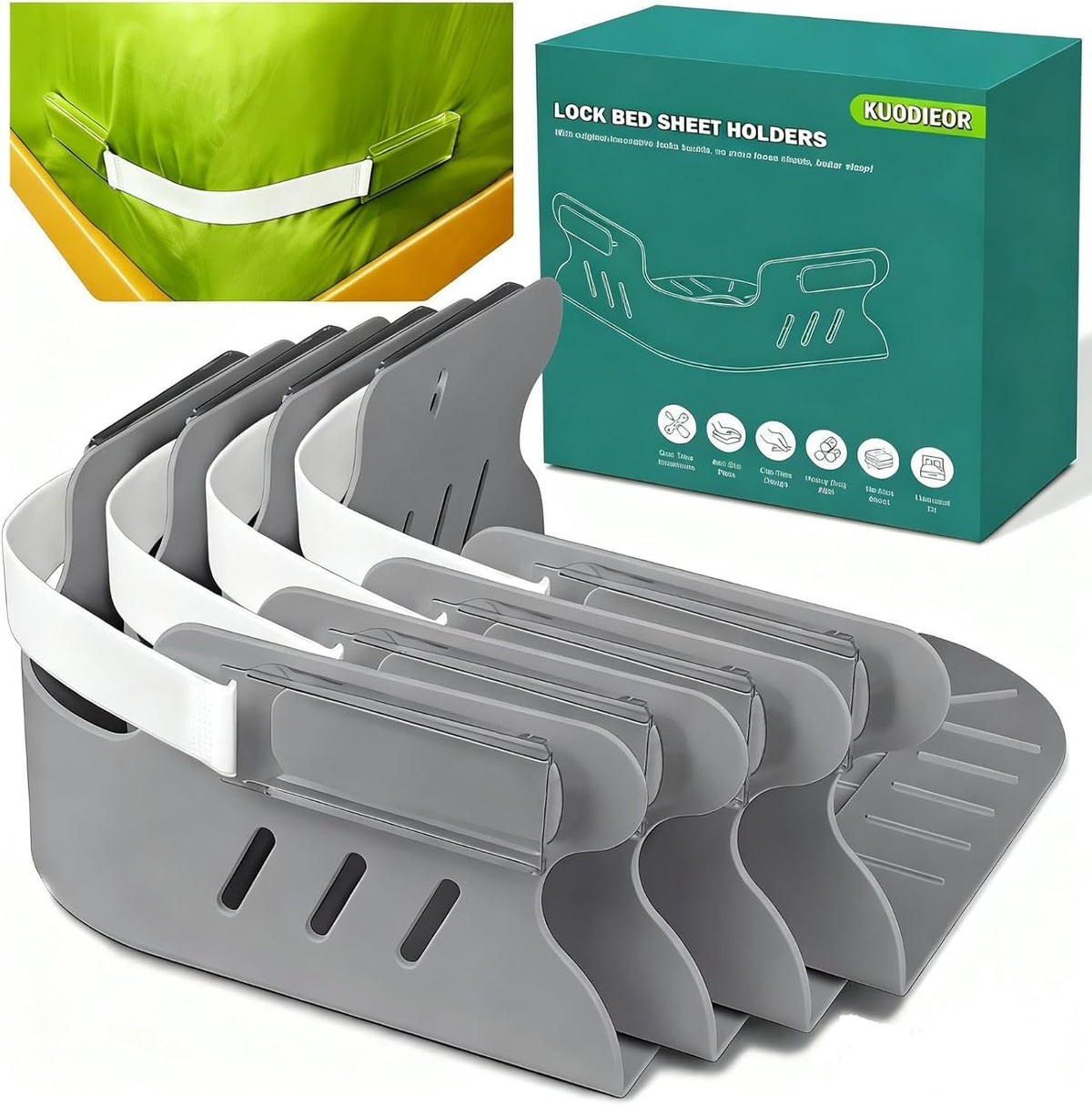 KUODIEOR front packaging showing set of four holders and benefits