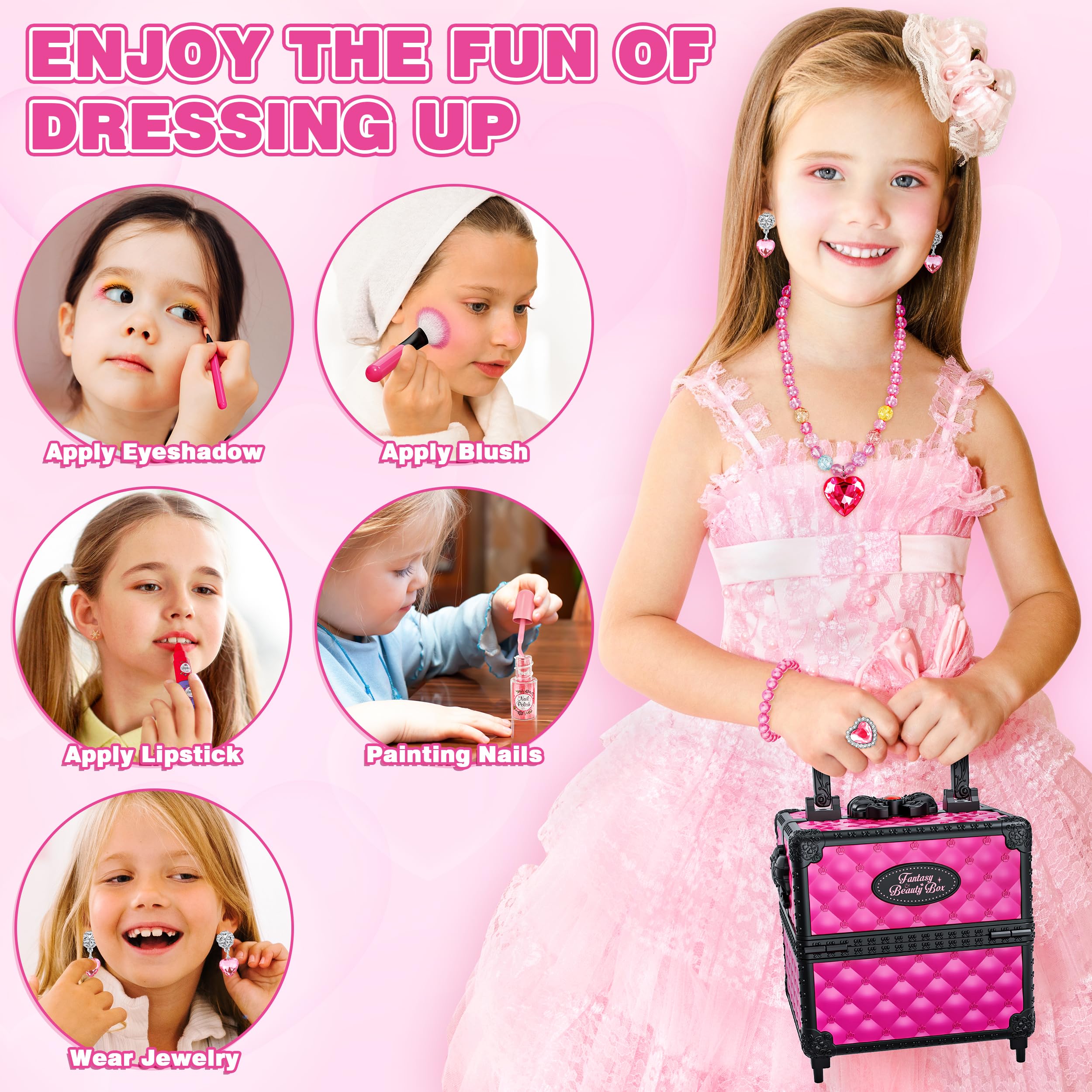 Kuovei child using vanity set promoting imaginative play and fine motor skills
