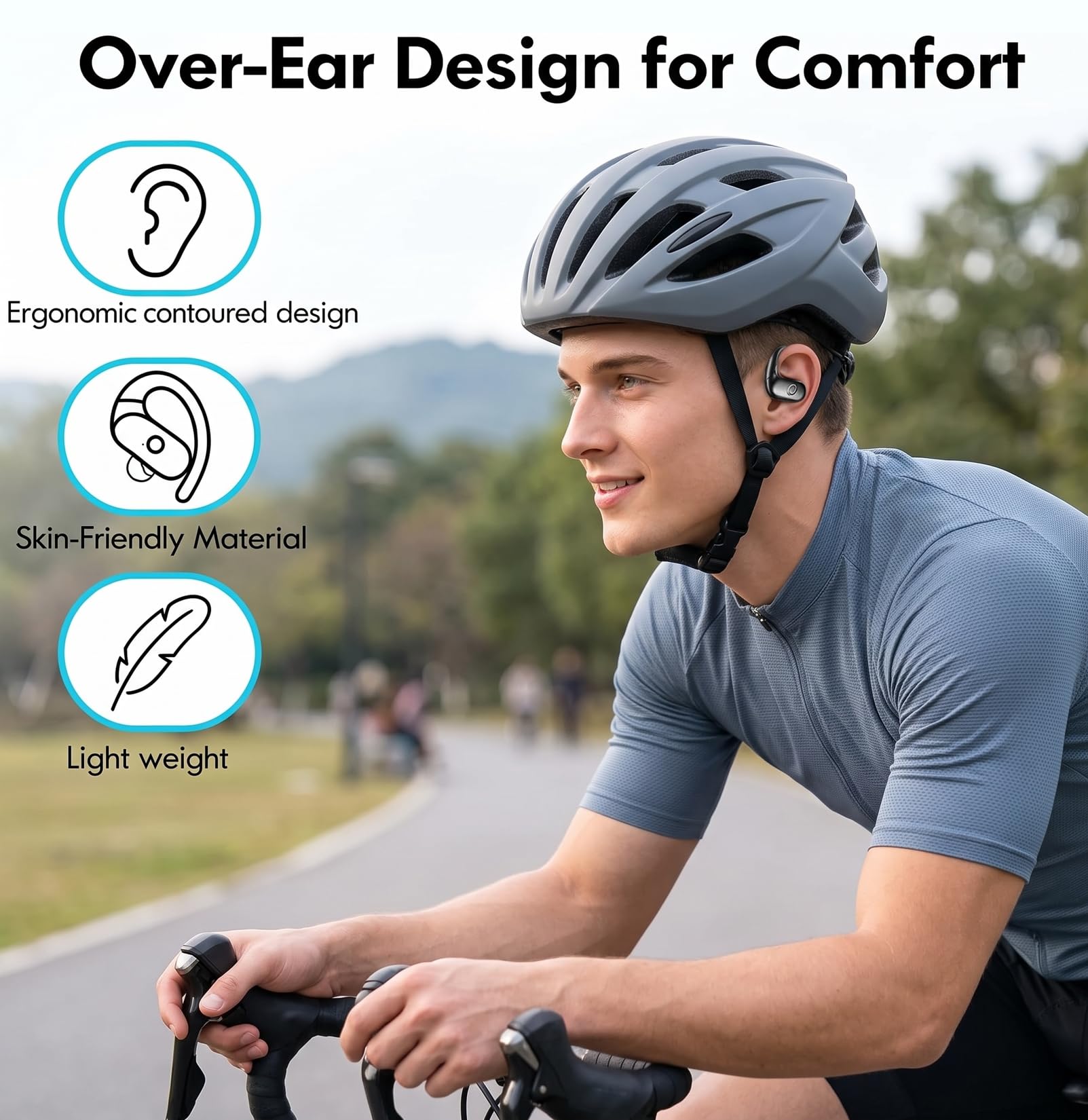 kurdene side view demonstrating silicone earhook fit and secure stability