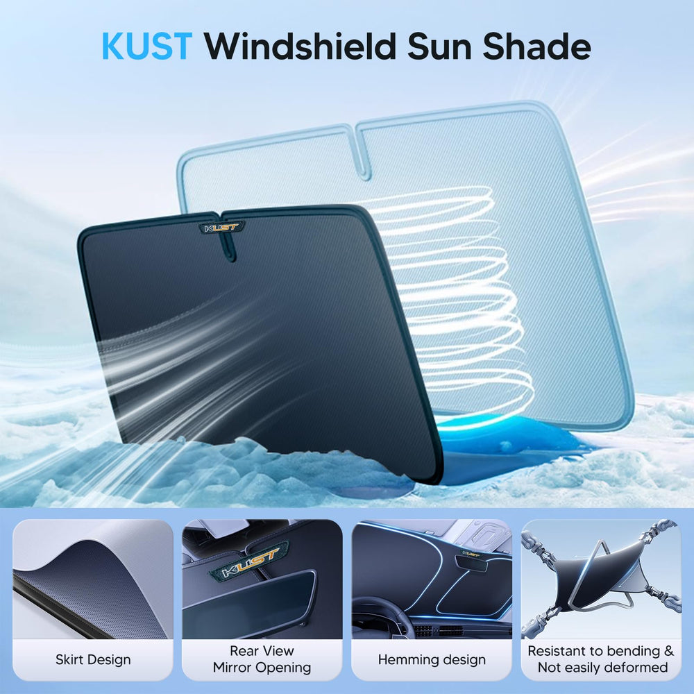 KUST folded in storage bag illustrating compact storage and included steering wheel cover