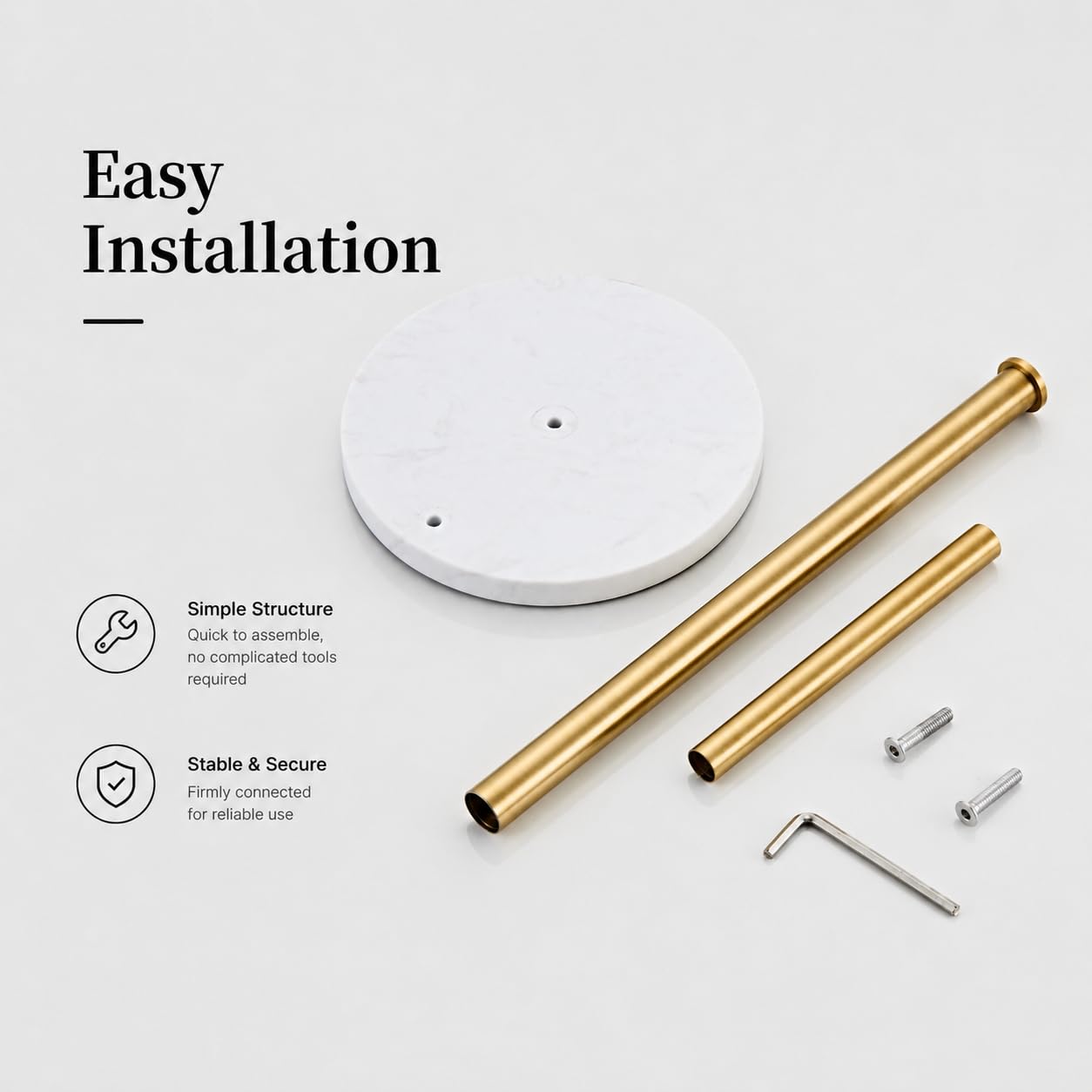 KUUBTH included screws and instruction sheet showing easy assembly benefit