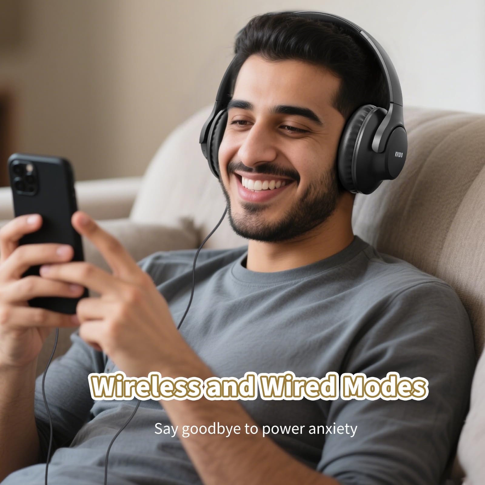 KVIDIO connected via 3.5mm cable for continuous playback convenience