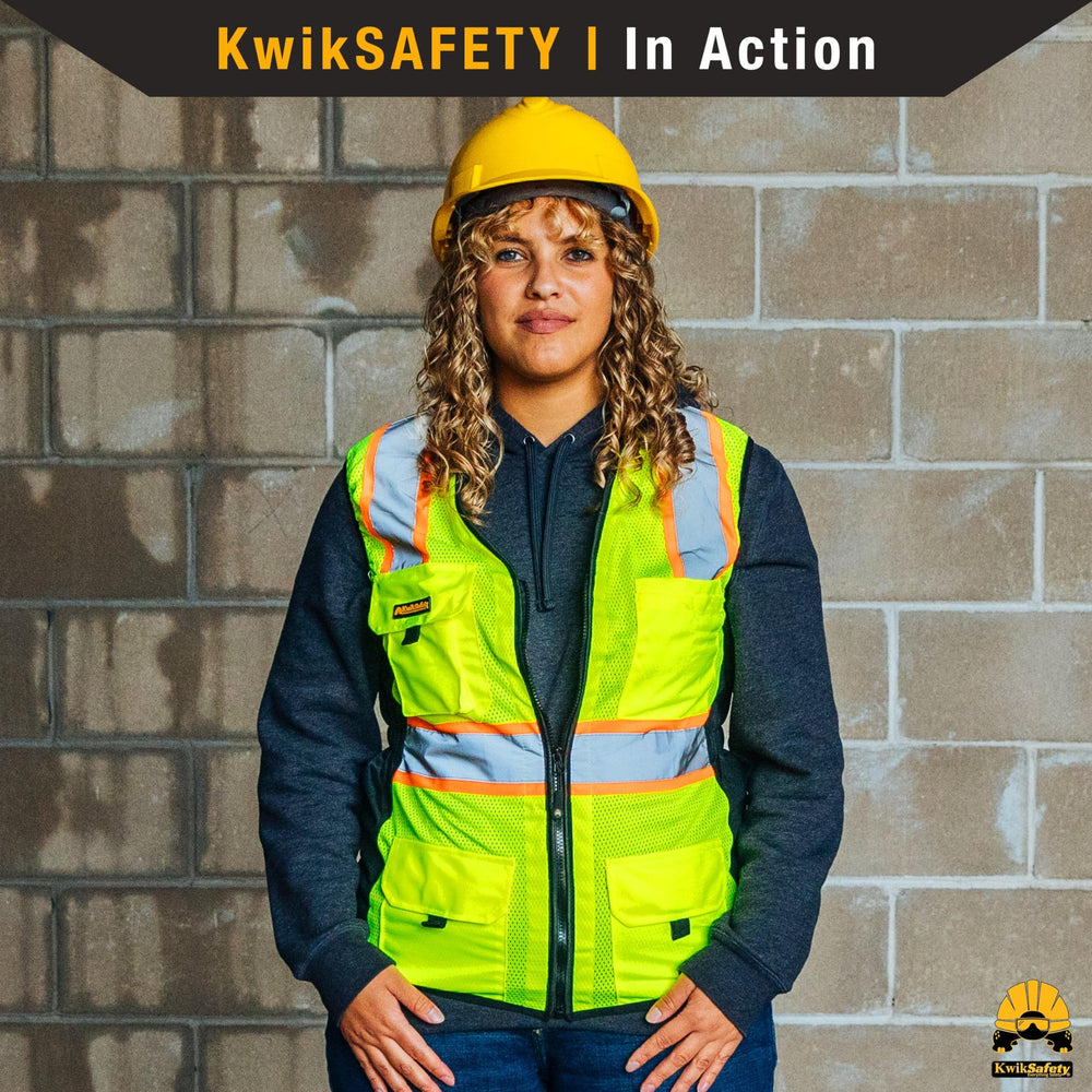 KwikSafety worn by traffic controller in situ to improve worker safety visibility